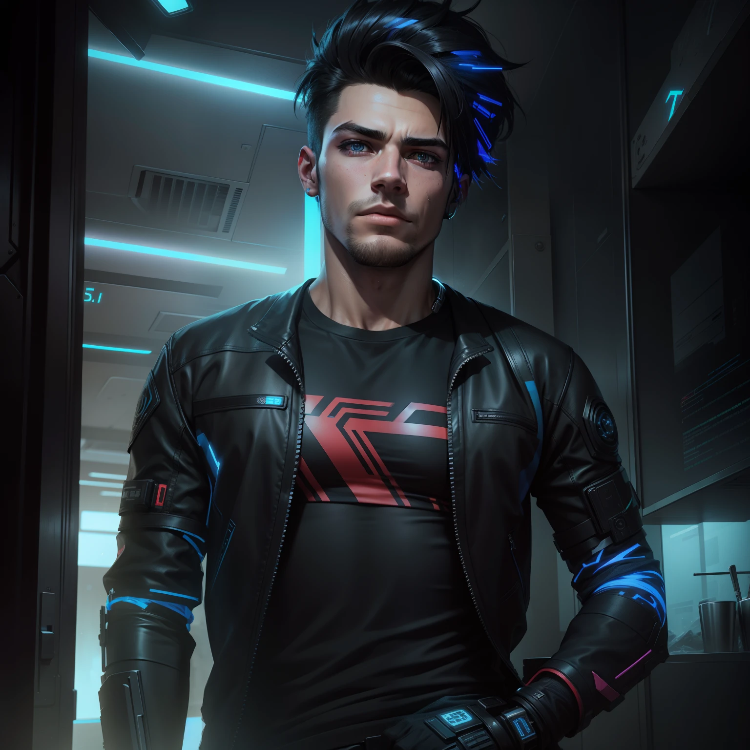 Change background cyberpunk handsome boy, realestic face,8k, ultra realistic,