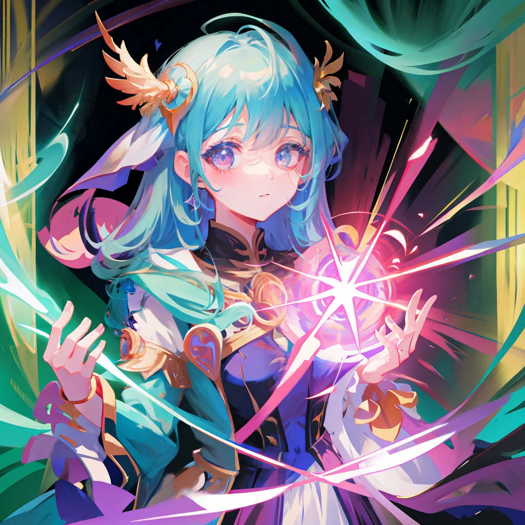 Close-up of a man holding a ball，There is a light in the background, Beautiful celestial mage, shadowverse style, /!\ sorceress woman, arcane art style, epic mage girl character, Anime fantasy illustration, Portrait Chevaliers du Zodiaque Fille, Anime fantasy artwork, Official artwork, astral fairy, Black Magician Girl, sorceress woman, beautiful female witch