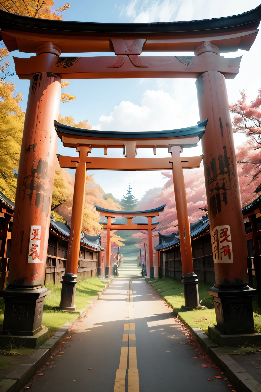 Background with、Ruined torii gate、natta