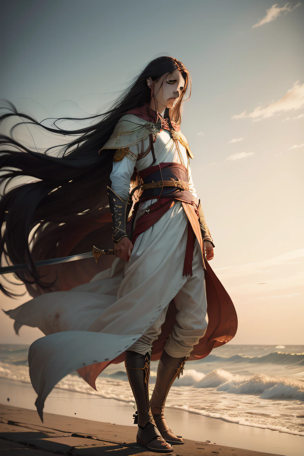 Long flowing hair,Compassion,ancient wind,standing on your feet,Flying swords,Blood,Sea,opposition,The autumn breeze is bleak