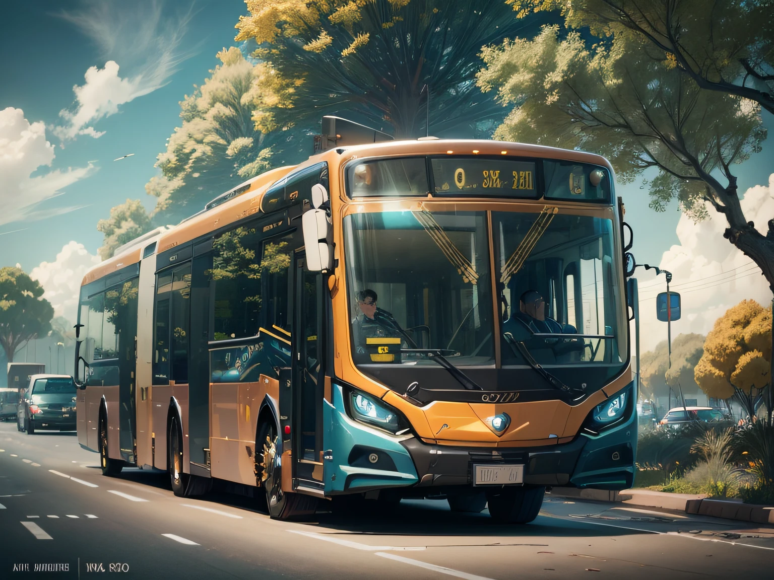 futuristic articulated bus, brancos de fundo, Corpo Steampunk, detalhes intrincados, Magnificent, cinemactic, high resolution, 4k,