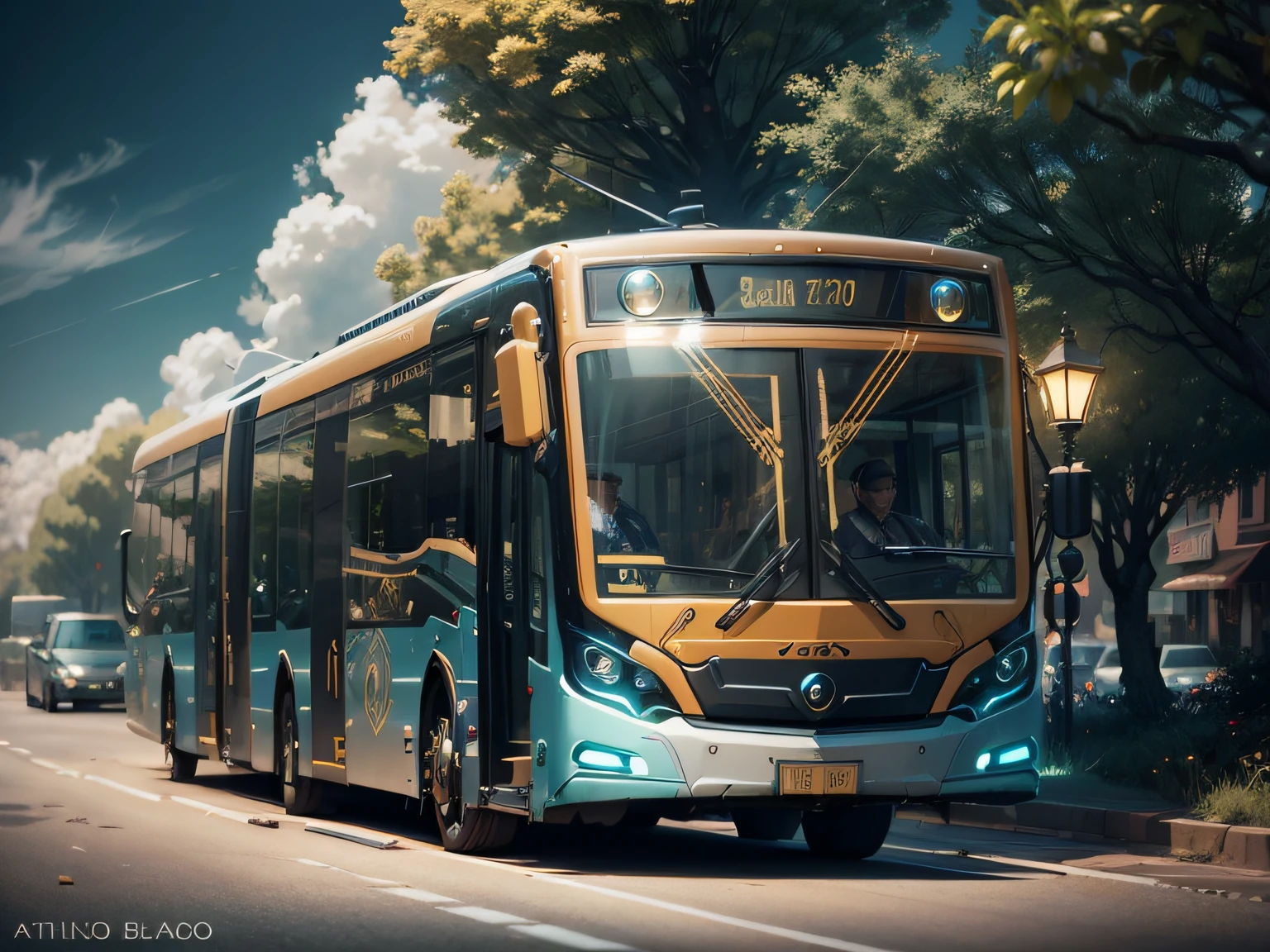 futuristic articulated bus, brancos de fundo, Corpo Steampunk, detalhes intrincados, Magnificent, cinemactic, high resolution, 4k,