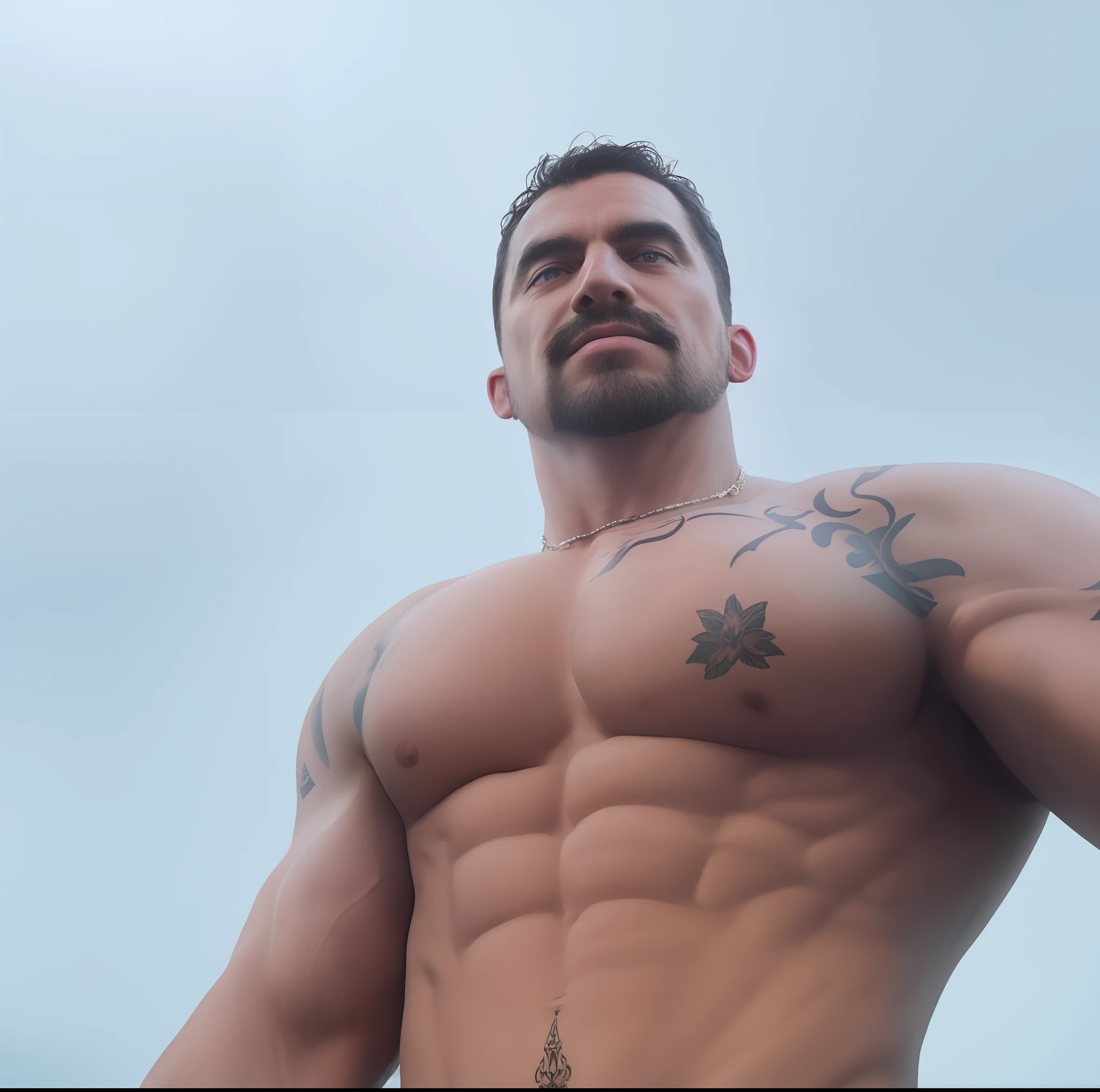 (raw photo:1.2), (photorealistic:1.4), old Latino men, white beard, goatee, mustache, huge abs, massive muscles, muscular bodybuilder, very detailed eyes and face, beautiful detailed eyes, ridiculous, incredibly ridiculous, huge file size, super detailed, high resolution, very detailed, best quality, masterpiece, kemomimi, ((tattoos on pecs)), illustration, very detailed, CG, unified, 8k wallpaper, amazing, Fine details, masterpiece, best quality, very detailed CG 8k wallpaper, light on face, cinematic lighting, 1boy, 60 years old, selfie