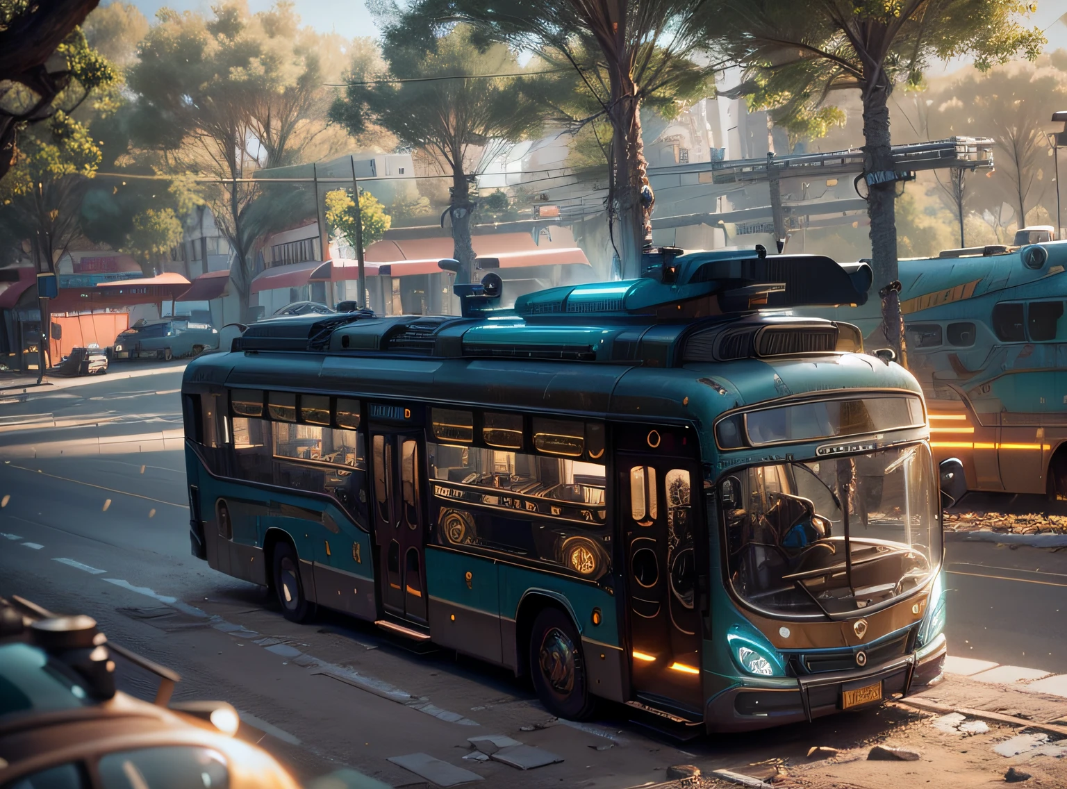 futuristic bus, brancos de fundo, Corpo Steampunk, detalhes intrincados, Magnificent, cinemactic, high resolution, 4k,