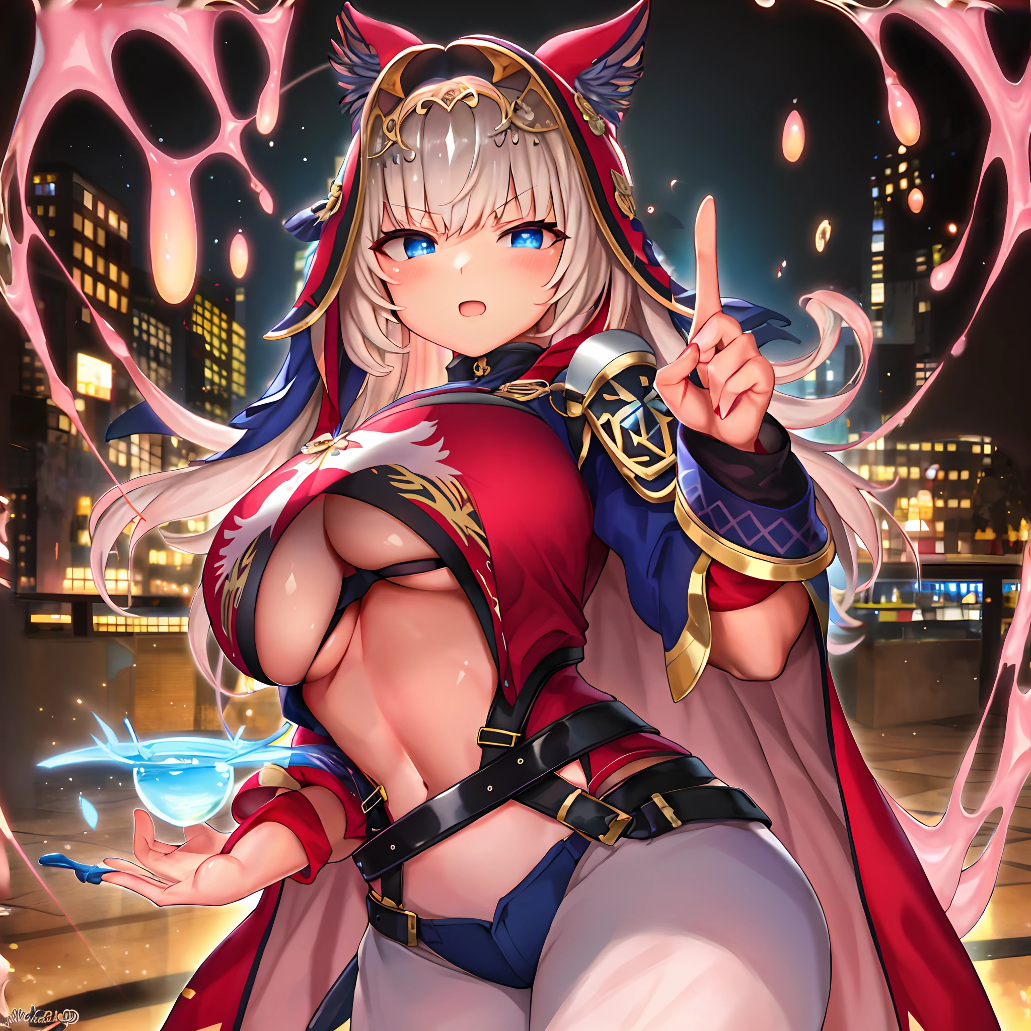 Large, straight breasts，underboob,