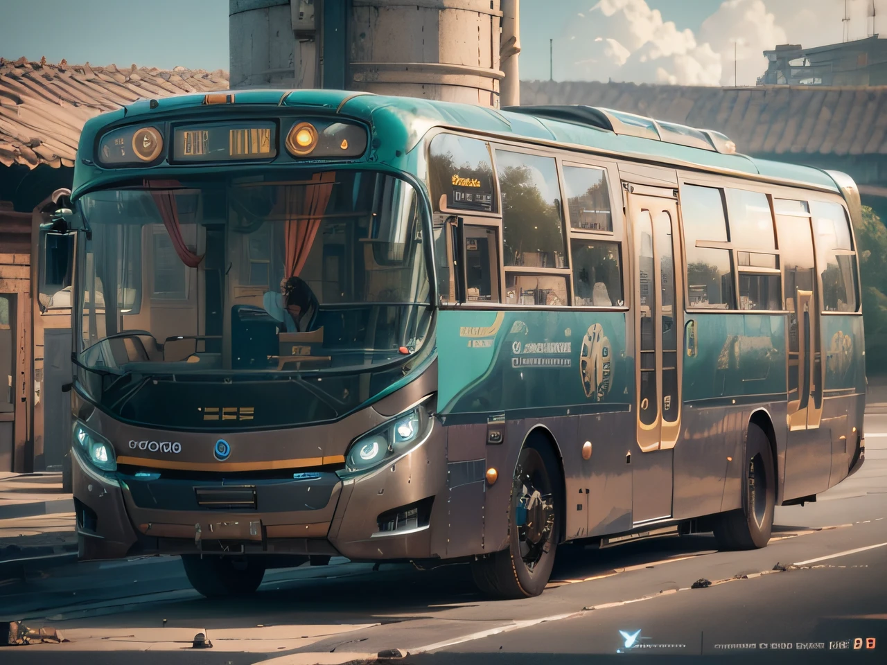 futuristic bus, brancos de fundo, Corpo Steampunk, detalhes intrincados, Magnificent, cinemactic, high resolution, 4k,