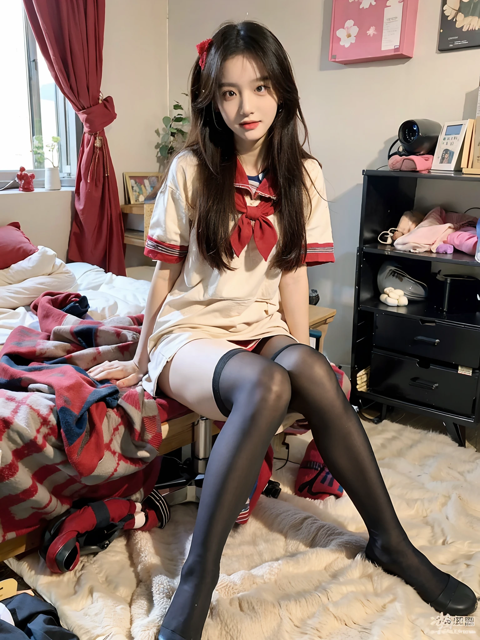 Best quality at best,tmasterpiece,超高分辨率,Textured skin,The is very detailed,awardwinning,high detal,(realisticlying:1.4),s girl,Juvenile,Clear eyes,Pupil correction,A detailed eye,Precise eye structure,Clear faces,Accurate leg structure