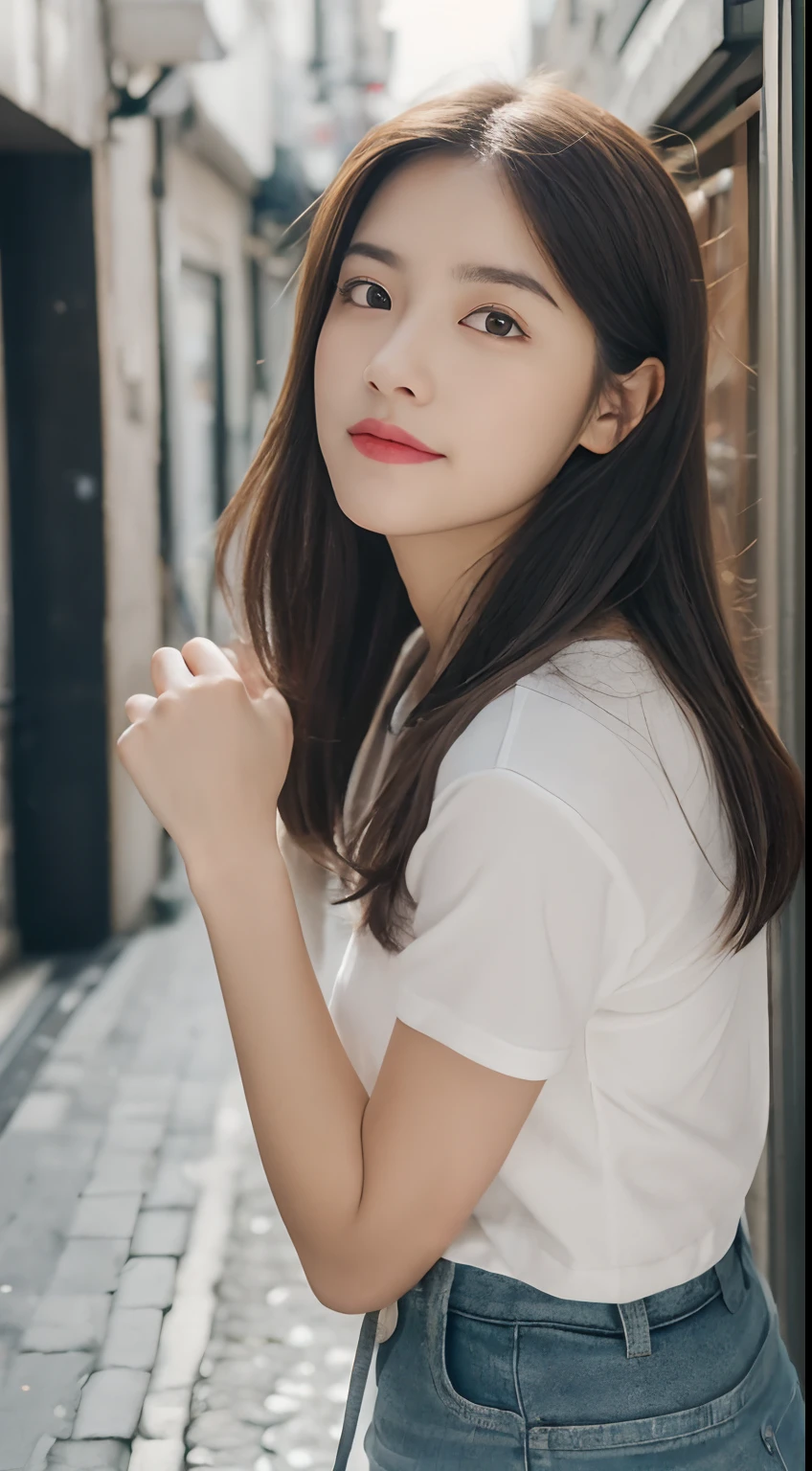 ((Best Quality, 8K, Masterpiece: 1.3)), (Japanese Cap: 1.3), Focus: 1.2, Perfect Body Beauty: 1.4, Buttocks: 1.2, (Layered Haircut: 1.2)), (Dark Street: 1.3), Highly Detailed Face and Skin Texture, Fine Eyes, Double Eyelids, Whitened Skin, Long Hair, (Round Face: 1.5), (Short Sleeves, Shorts: 1.6)