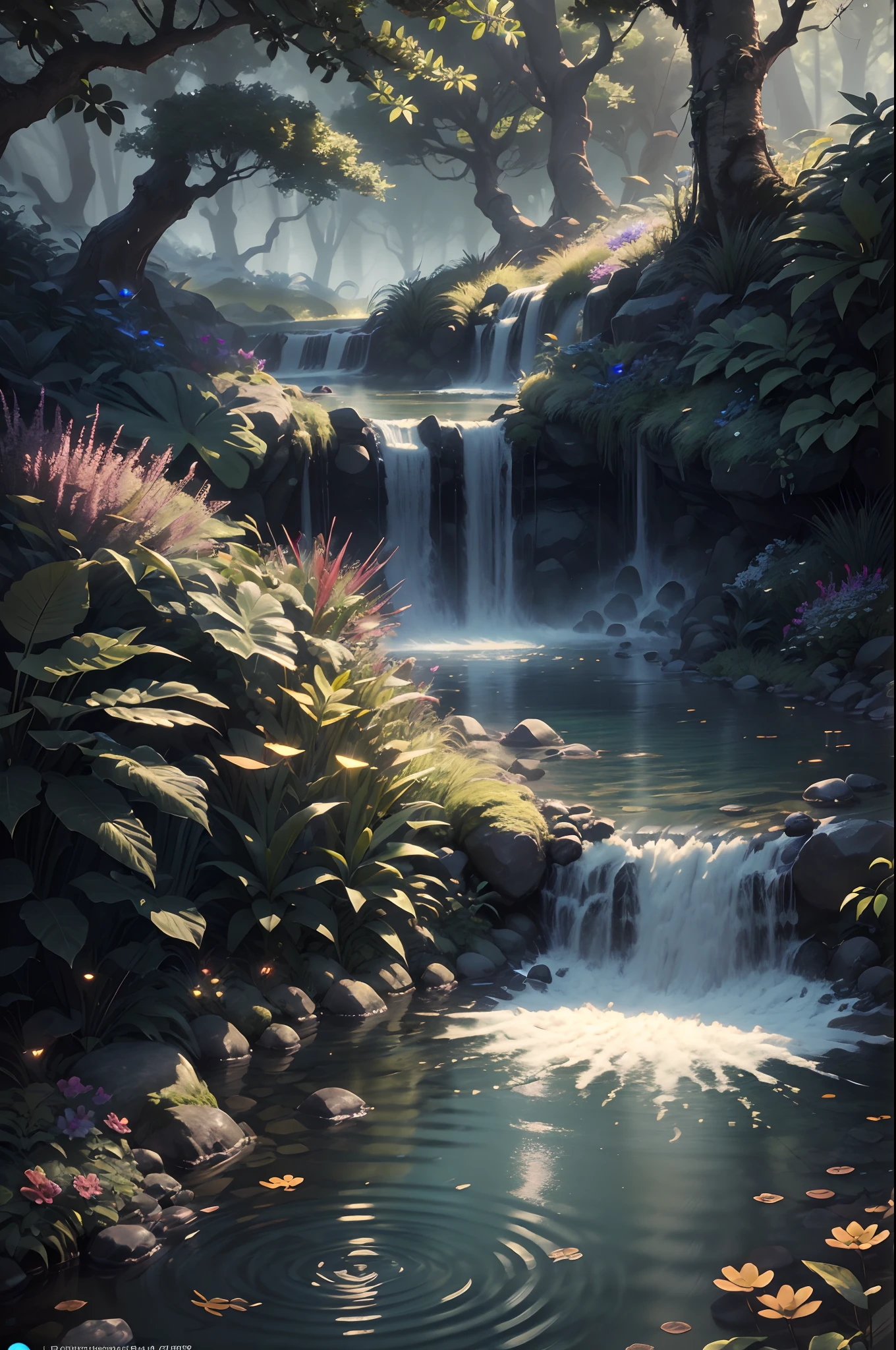 Masterpiece, best quality, (very detailed CG unified 8k wallpaper), (best quality), (best illustration), (best shadow), glowing elf with a glowing deer, drinking water in the pool, natural elements in forest theme. Mysterious forest, beautiful forest, nature, surrounded by flowers, delicate leaves and branches surrounded by fireflies (natural elements), (jungle theme), (leaves), (branches), (fireflies), (particle effects) and other 3D, Octane rendering, ray tracing, super detailed , beast --v6