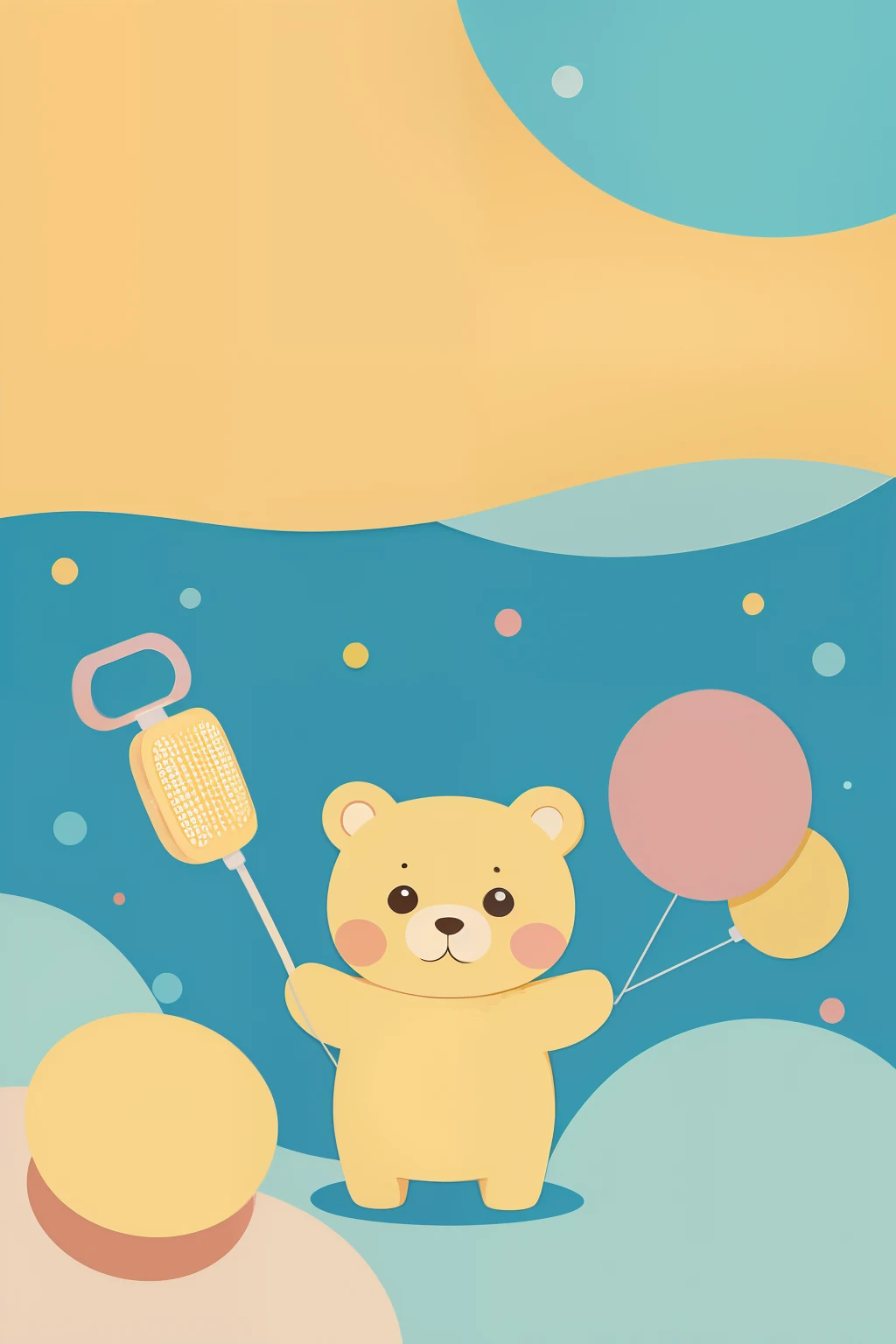 little bear,Sponge pads,tinas,taking a shower,Buble,Cartoon style,Flat style illustration,Four colors, -v 5 -s 250