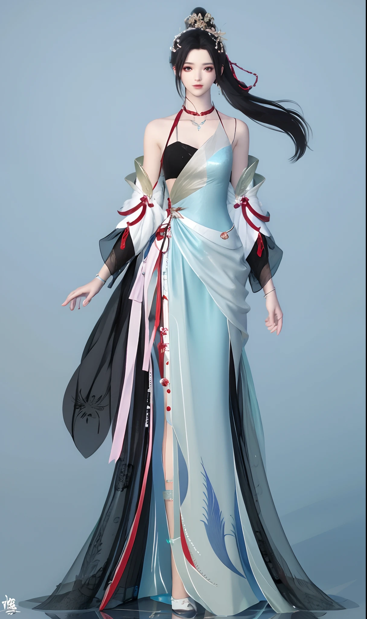 (best qualtiy,tmasterpiece:1.2),超高分辨率,realisticlying,Front lighting,Complicated details,Exquisitedetailsandtextures,(1girll),独奏,The upper part of the body,red color Hanfu,Petal pattern,Nice big eyes,Red dress,beauitful face,facing to audience,Streamers,gossamer,(年轻),Facial highlights,Detal Face,tear-mole,white skinned,Silvery hair,High ponytail,looking at viewert,largeeyes,(Openwork pattern),耳Nipple Ring,slimfigure,white backgrounid,correct hand,profesional lighting,photon maping,Radio City,physically-based renderingt