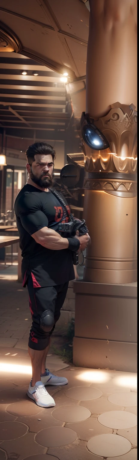Change background muscular body realistic face 8k ultra resolution