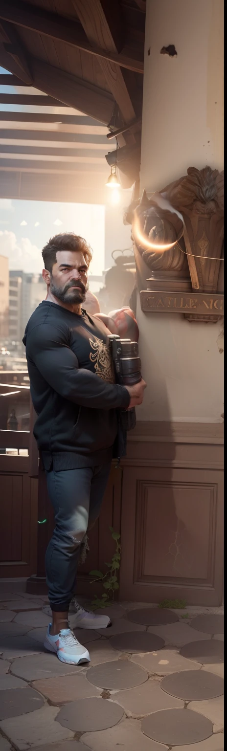 Change background muscular body realistic face 8k ultra resolution