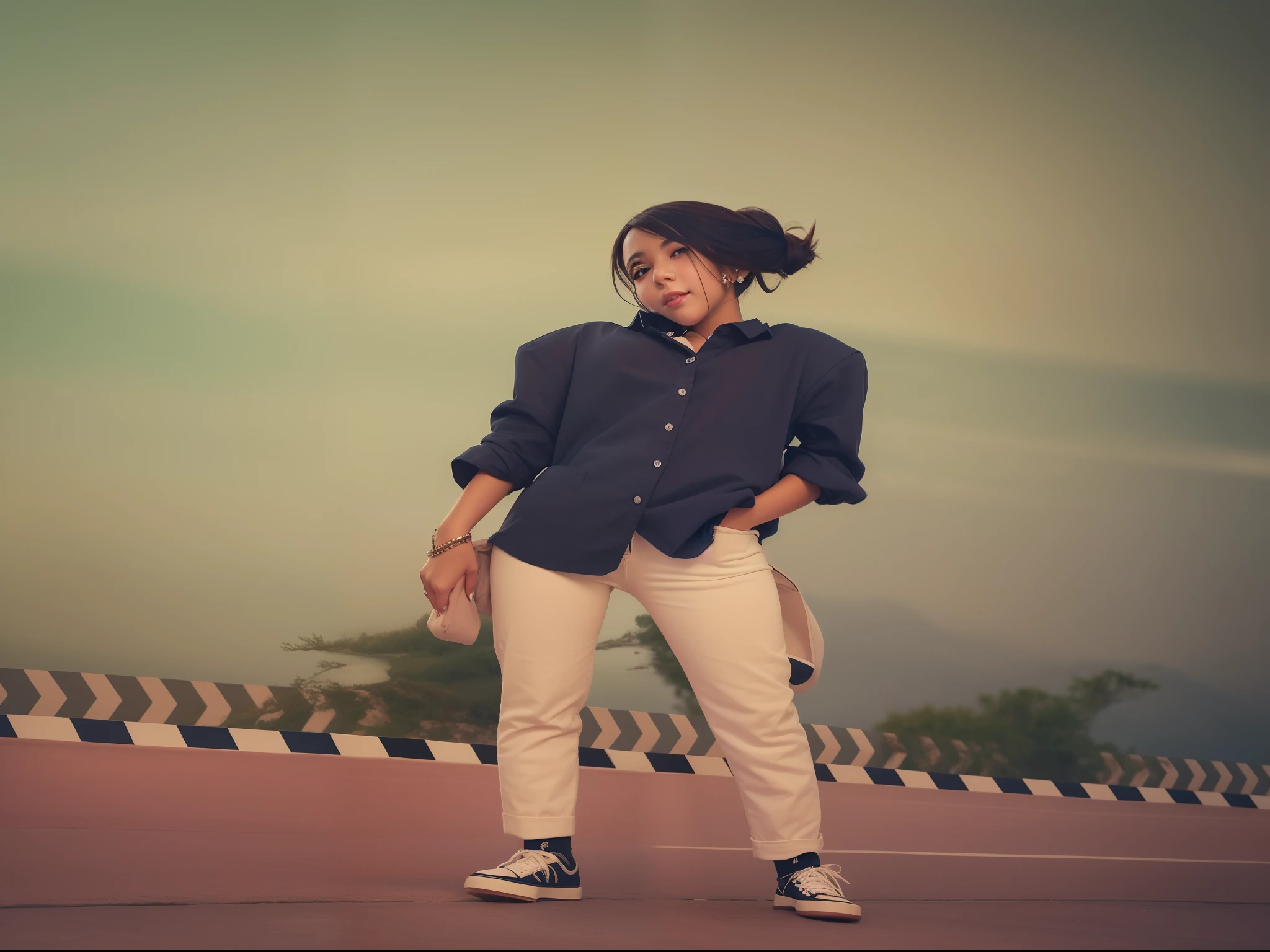 (RAW photo:1.2), (photorealistic:1.4),(masterpiece:1.3),(best quality:1.4),ultra high res,(detailed eyes),(detailed facial features),(detailed clothes features),HDR,8k resolution, solo focus, bangs, skin tight, (shiny skin),(slender girl),dreamlike,
(extreme detailed illustration),check commentary,commentary request,scenery,no text,
VirtualGirl-Aim,
1girl, full body,
cute, innocent,
(smile),