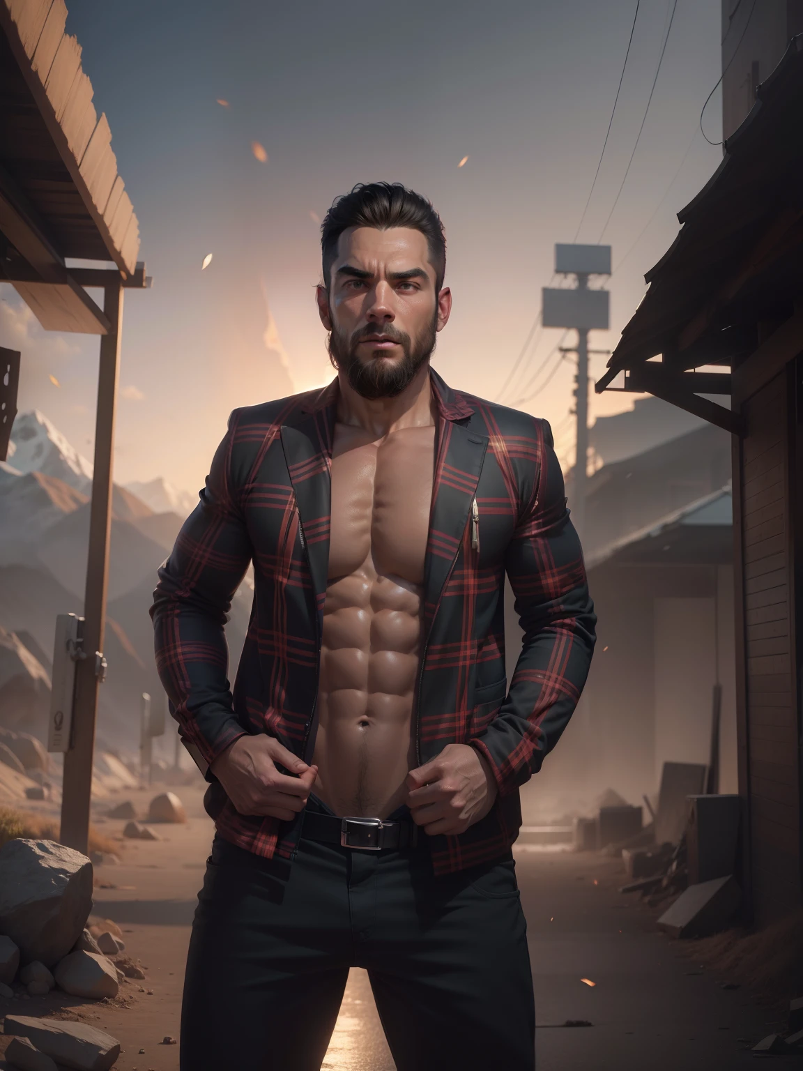Change background muscular body realistic face 8k ultra resolution