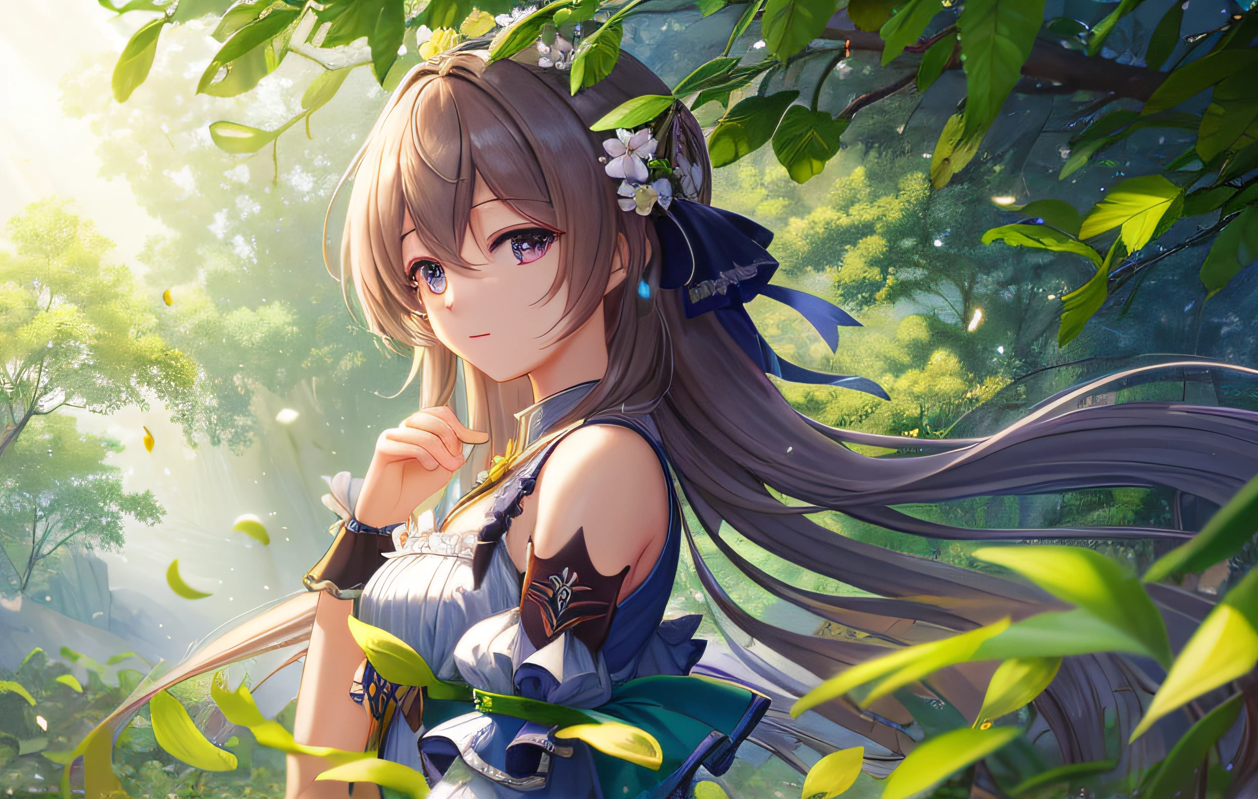 Masterpiece, best quality, (very detailed CG unity 8k wallpaper) (best quality), (best illustration), (best shadows) Nature&#39;s delicate leaves petals of various colors falling in the air light Tracking, super detailed --v6