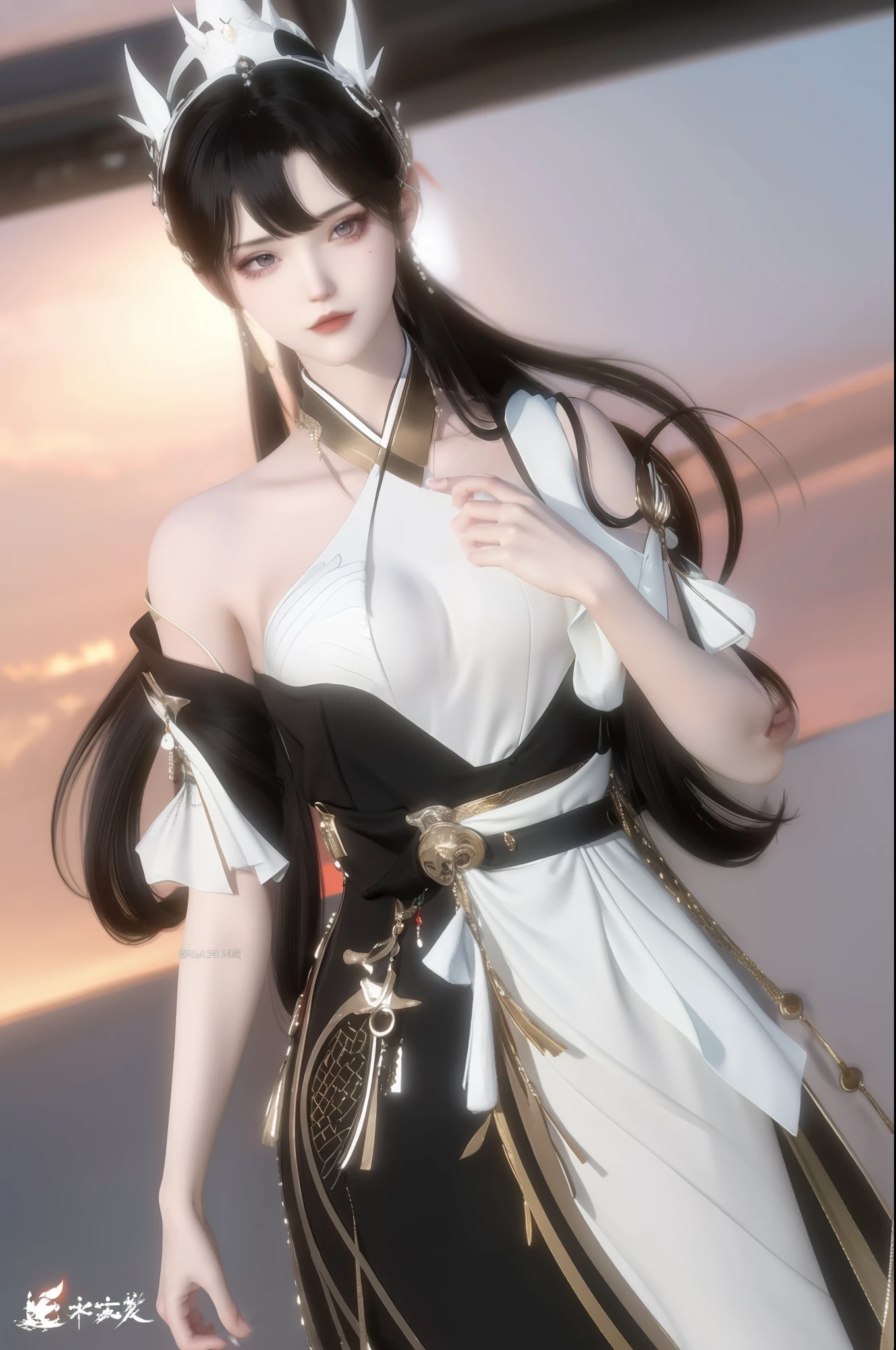 (best qualtiy,tmasterpiece:1.2),超高分辨率,realisticlying,Front lighting,Complicated details,Exquisitedetailsandtextures,(1girll),独奏,The upper part of the body,red color Hanfu,Petal pattern,Nice big eyes,Red dress,beauitful face,facing to audience,Streamers,gossamer,(年轻),Facial highlights,Detal Face,tear-mole,white skinned,Silvery hair,High ponytail,looking at viewert,largeeyes,(Openwork pattern),耳Nipple Ring,slimfigure,white backgrounid,correct hand,profesional lighting,photon maping,Radio City,physically-based renderingt