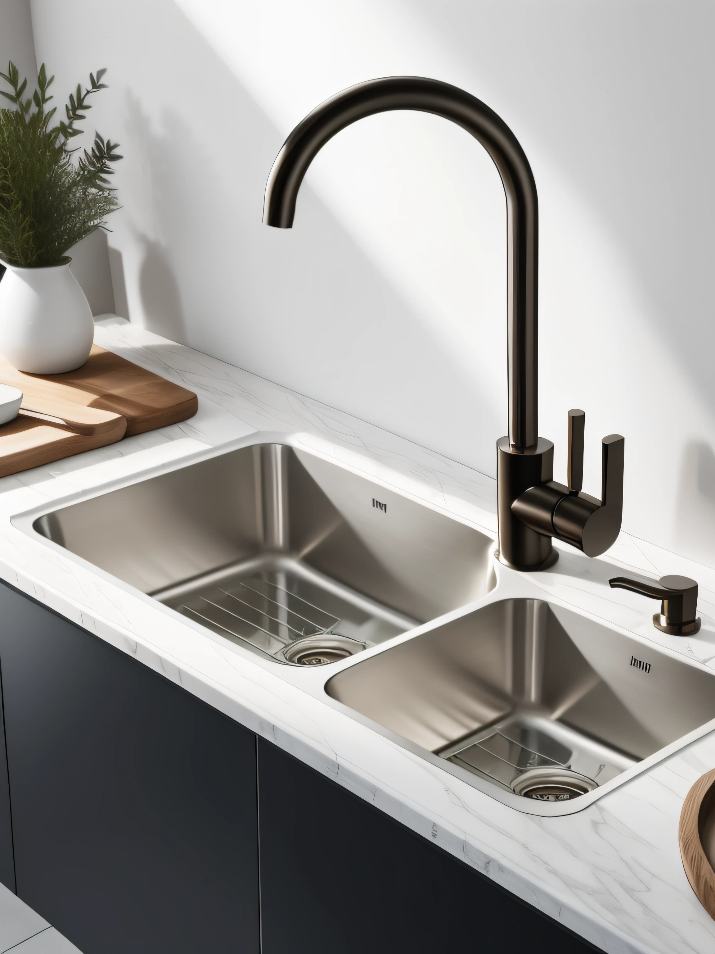 Kitchen faucets are realistic and minimalist