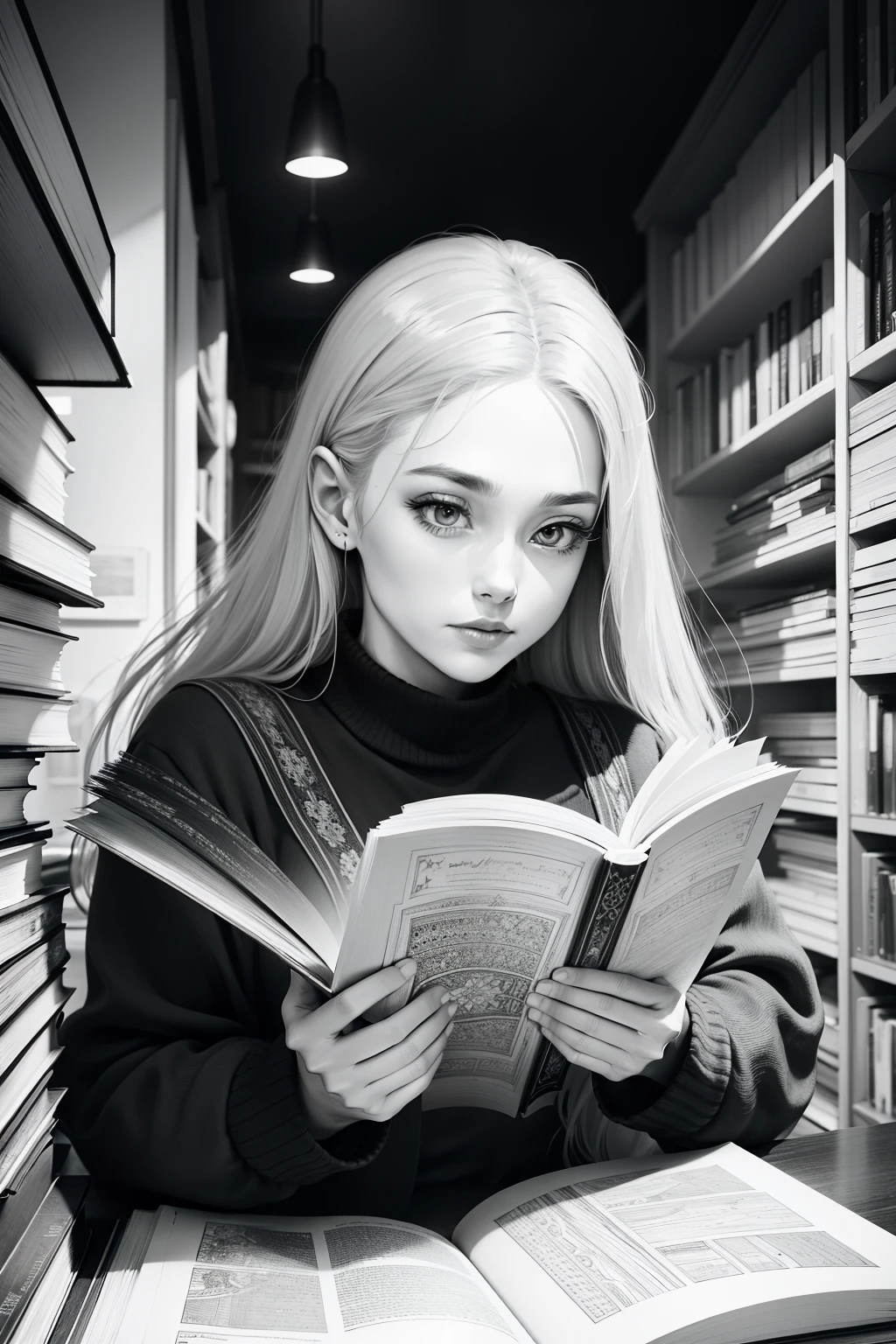 Masterpiece, Best quality, black andwhite, street, monochrome, linear art,There was a book open on the table, open book page, An open book, big opened book, big open book, open books, open magic book glowing, flowing book pages, textbook pages, detailed book illustration, read a directory book, Books, book illustrations, book portrait, Pages, old book,