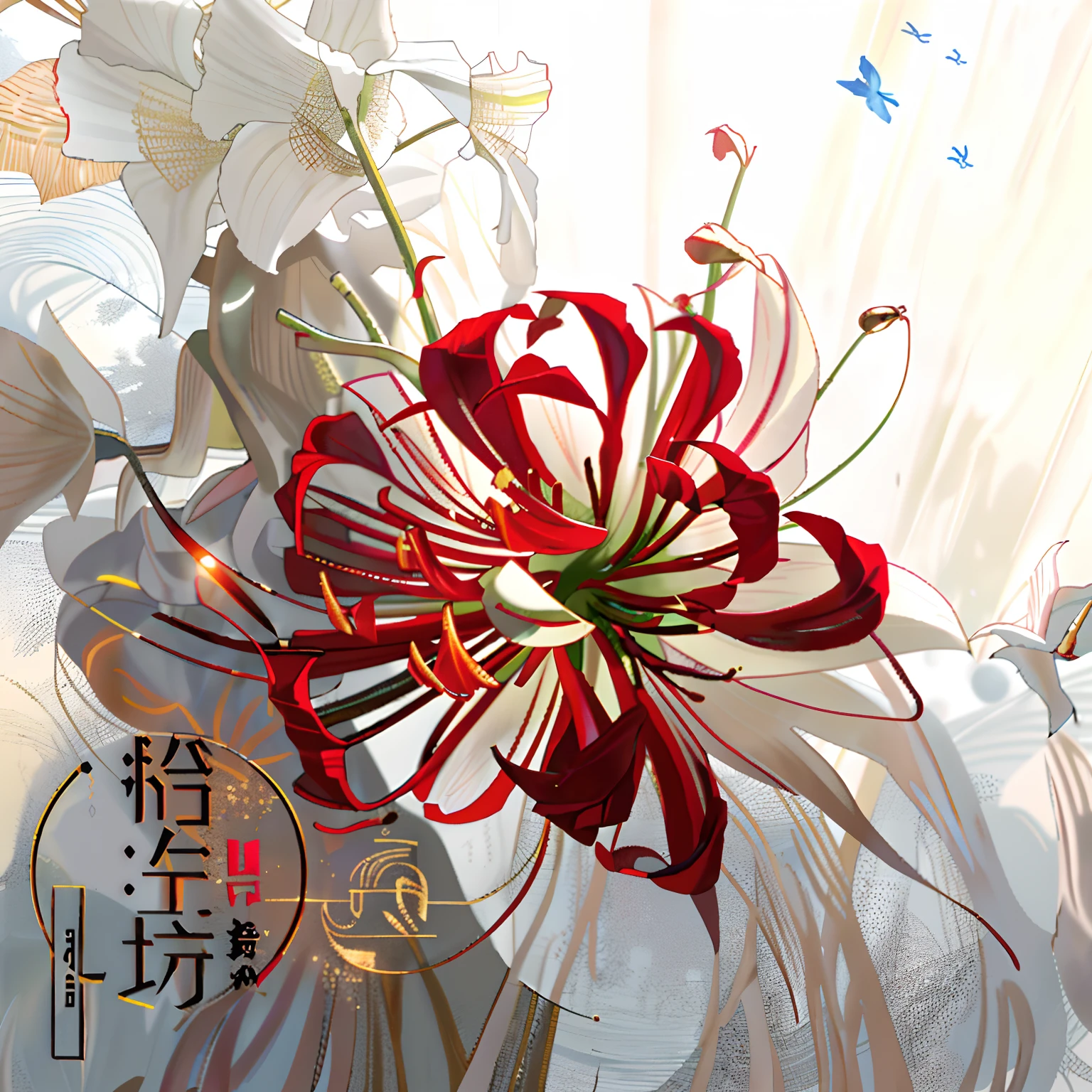 Red flowers,amaryllis,Orbs,Movie lighting,exquisitedetails