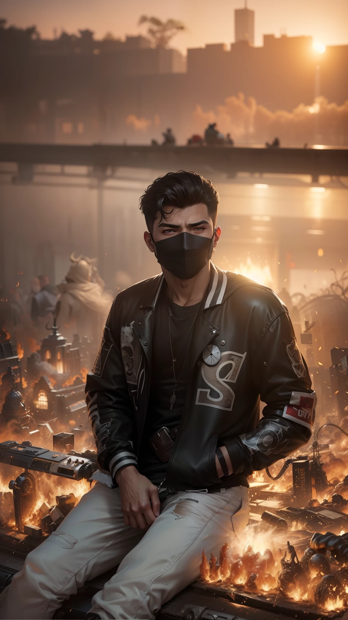 Gangster, handsome boy, realistic face mask,8K ultra realistic face