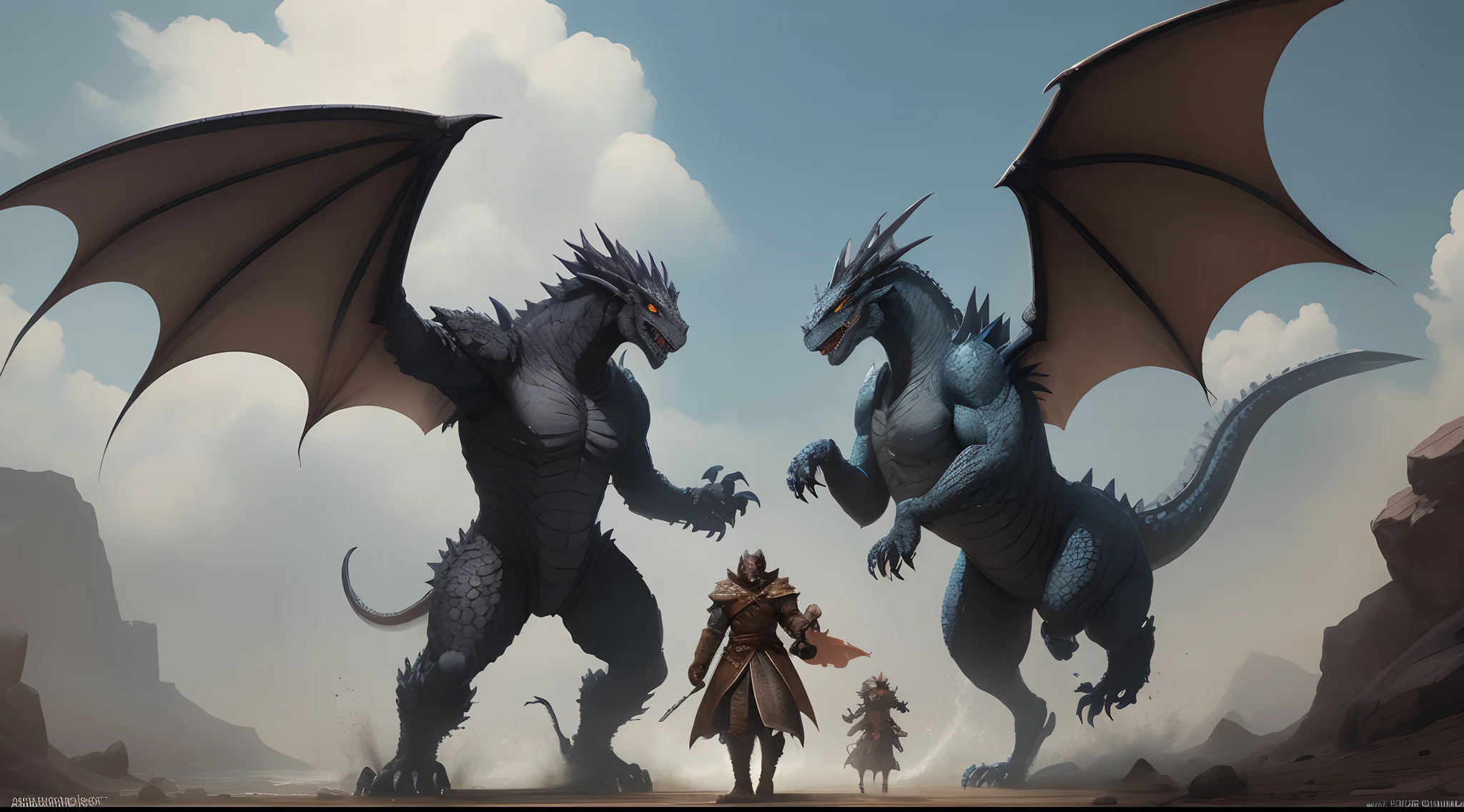 Flying water dragon, Bipedal dragon, Black epic dragon, Anthropomorphic black-clad Ankaragon, D&D Art Dragon Council Badass Monster Hunter, Blue Dragon, Anthropomorphic dragon with scars, Dragon of full body dragon concept