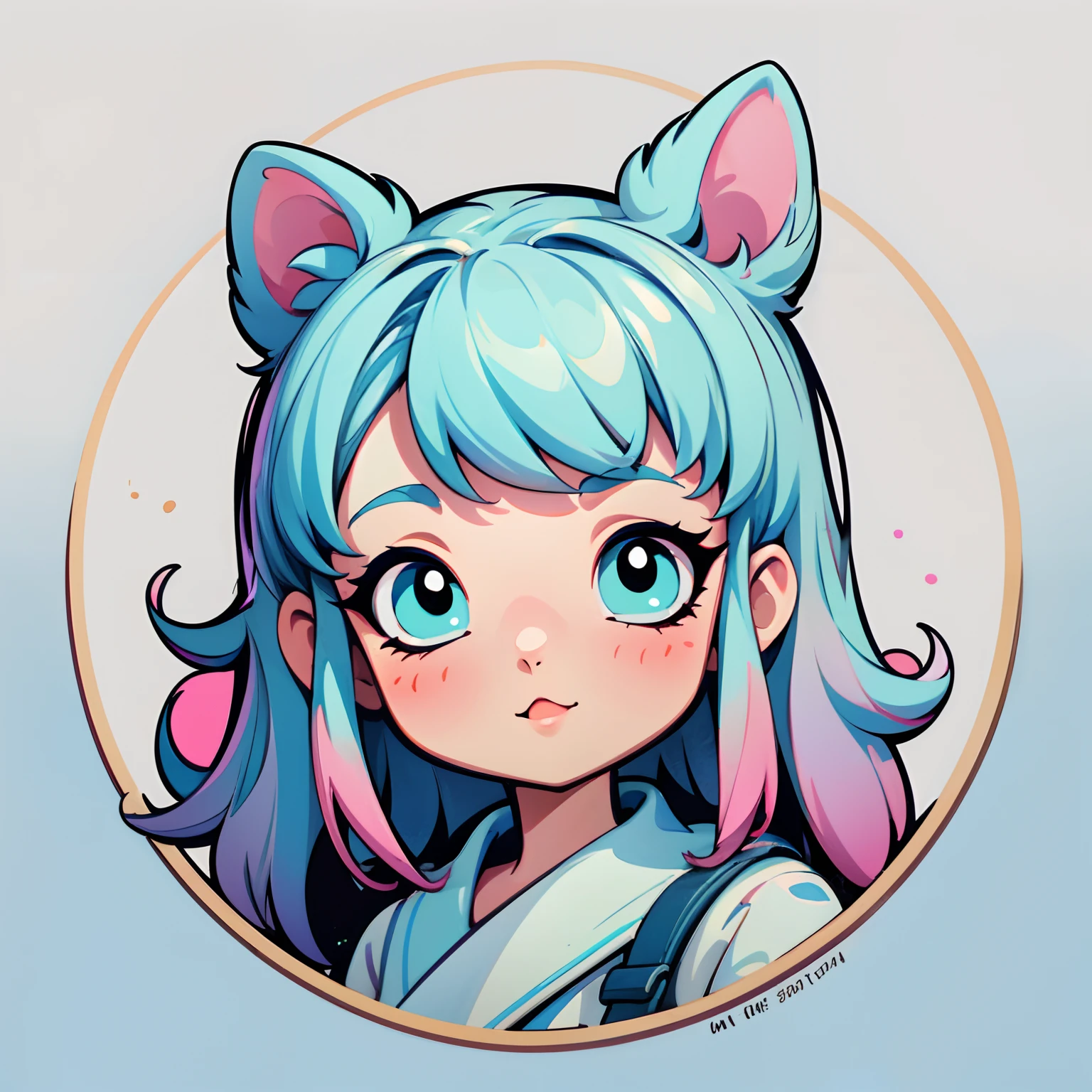 Mouth of Harbour Bay、e litt logo、rabbitears、circle、(White background)、pastel pink、Pastel Blue、gradients、Minimum and pure — all、It features a simple、ultra-detailliert、Detailed drawing、vectorized、silhuette、8K。