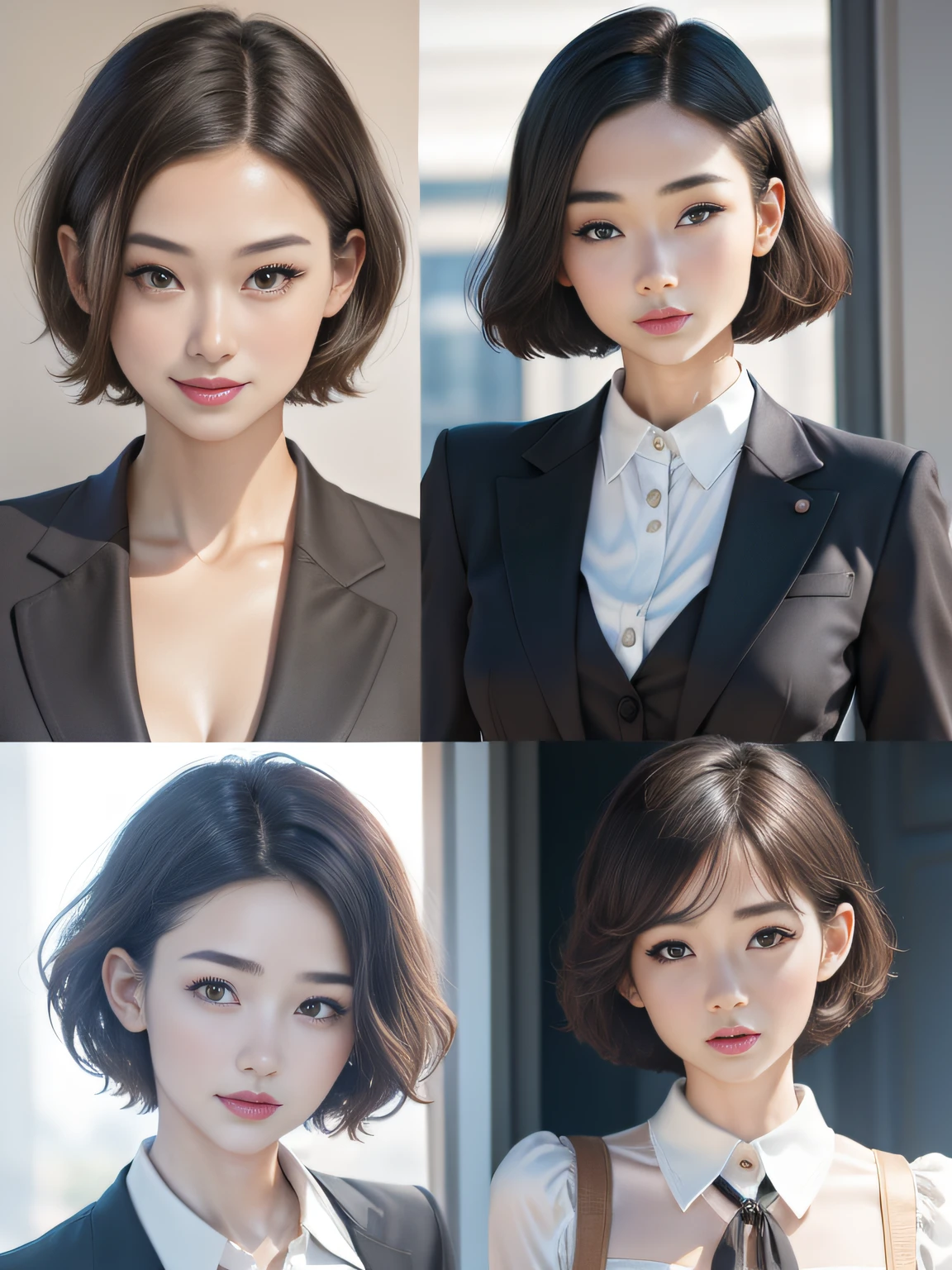 Real, Photo, {Realistic}, {incredibly_absurderes}, Bust, Transparent_Background：2.5, {Girl},ChineseGirl：1.3， Short hair, Brown hair, Cute face, Light smile, Beautiful detailed eyes, Brown eyes, Medium breasts, Wear a suit, realisticlying, Masterpiece, Best quality