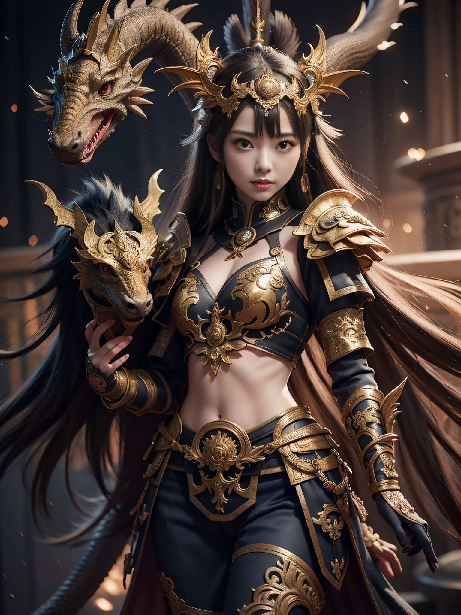 Anime - a style illustration of a woman with a dragon and a sword, the dragon girl portrait, Artgerm and Ruan Jia, Ruan Jia and Artgerm, Dragon girl, Epic fantasy digital art style, 2. 5 D CGI anime fantasy artwork, Detailed digital 2D fantasy art, author：ruanjia、stanely artgerm