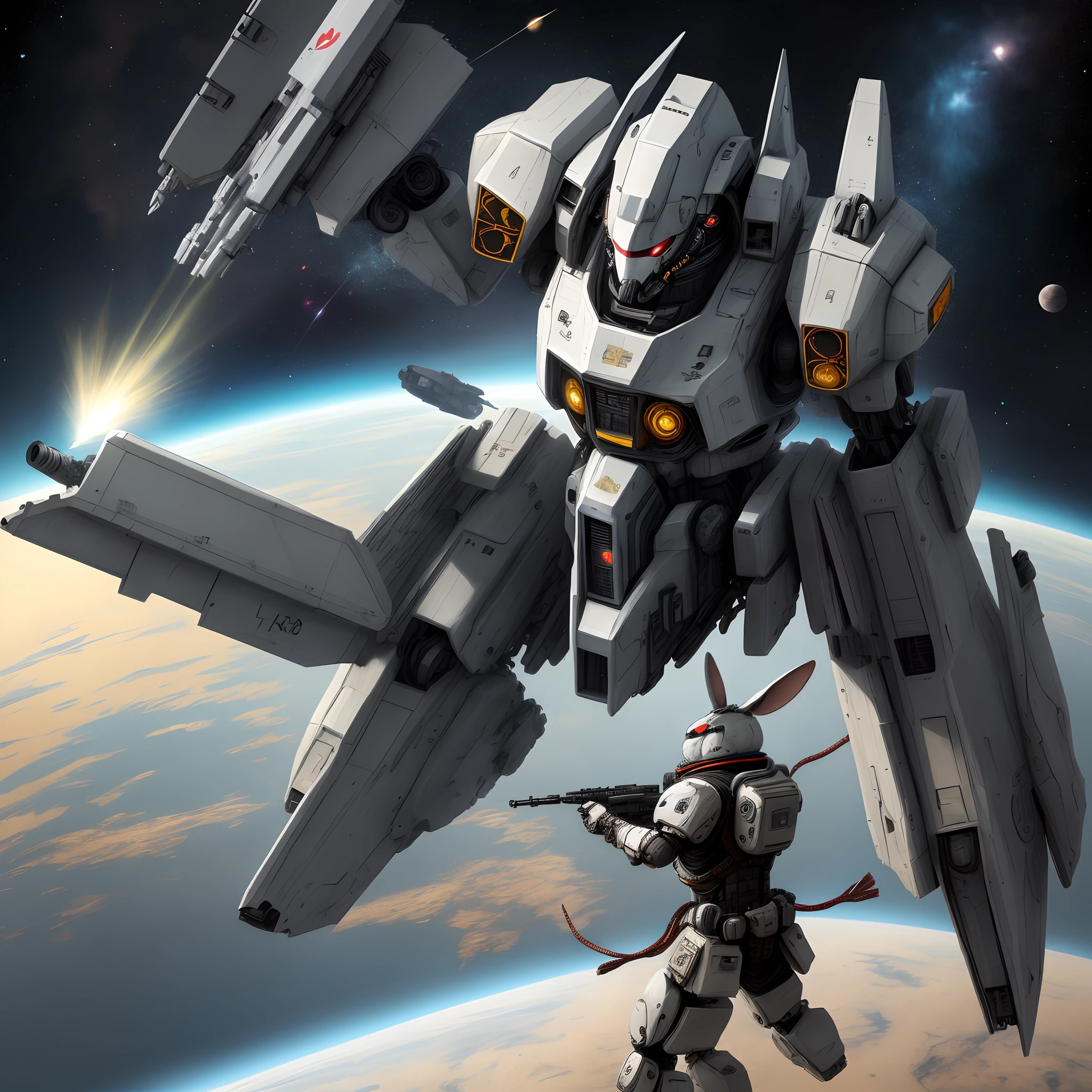 Little white rabbit，mechs，space，naval vessels，combats
