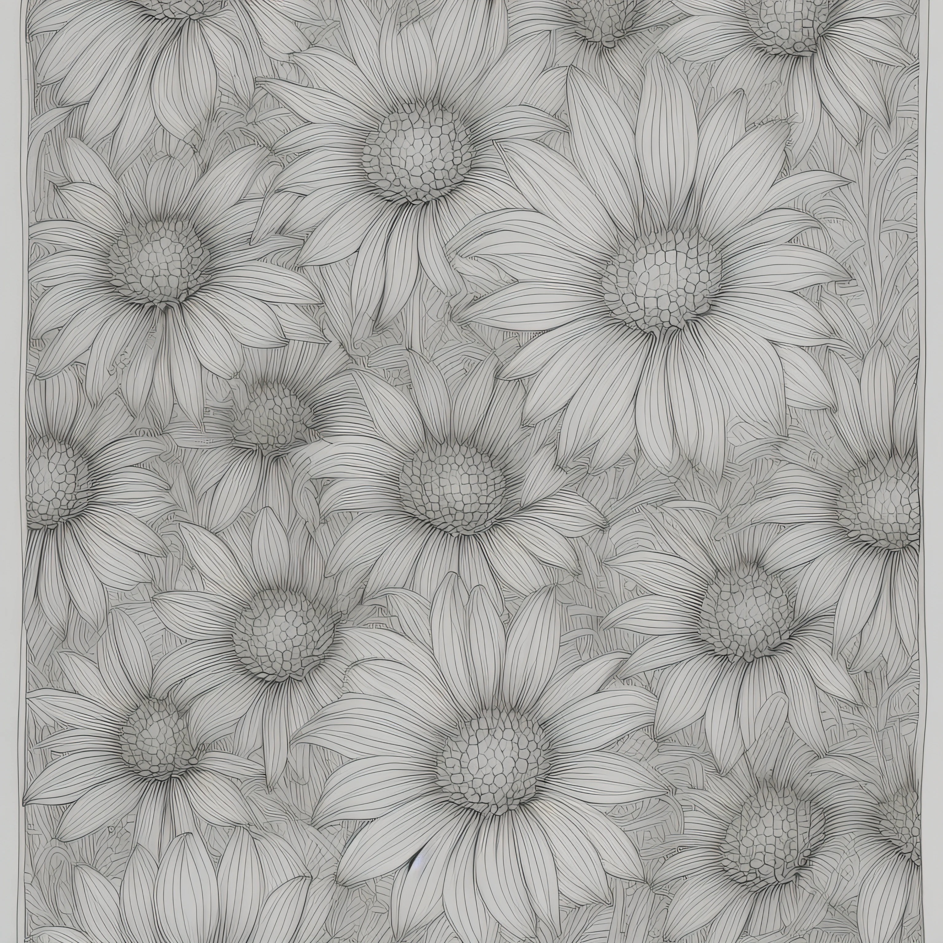 (Monochrome images:1.3)、(Gazania Coloring Book:1.3)、It features a simple、Draw with outline