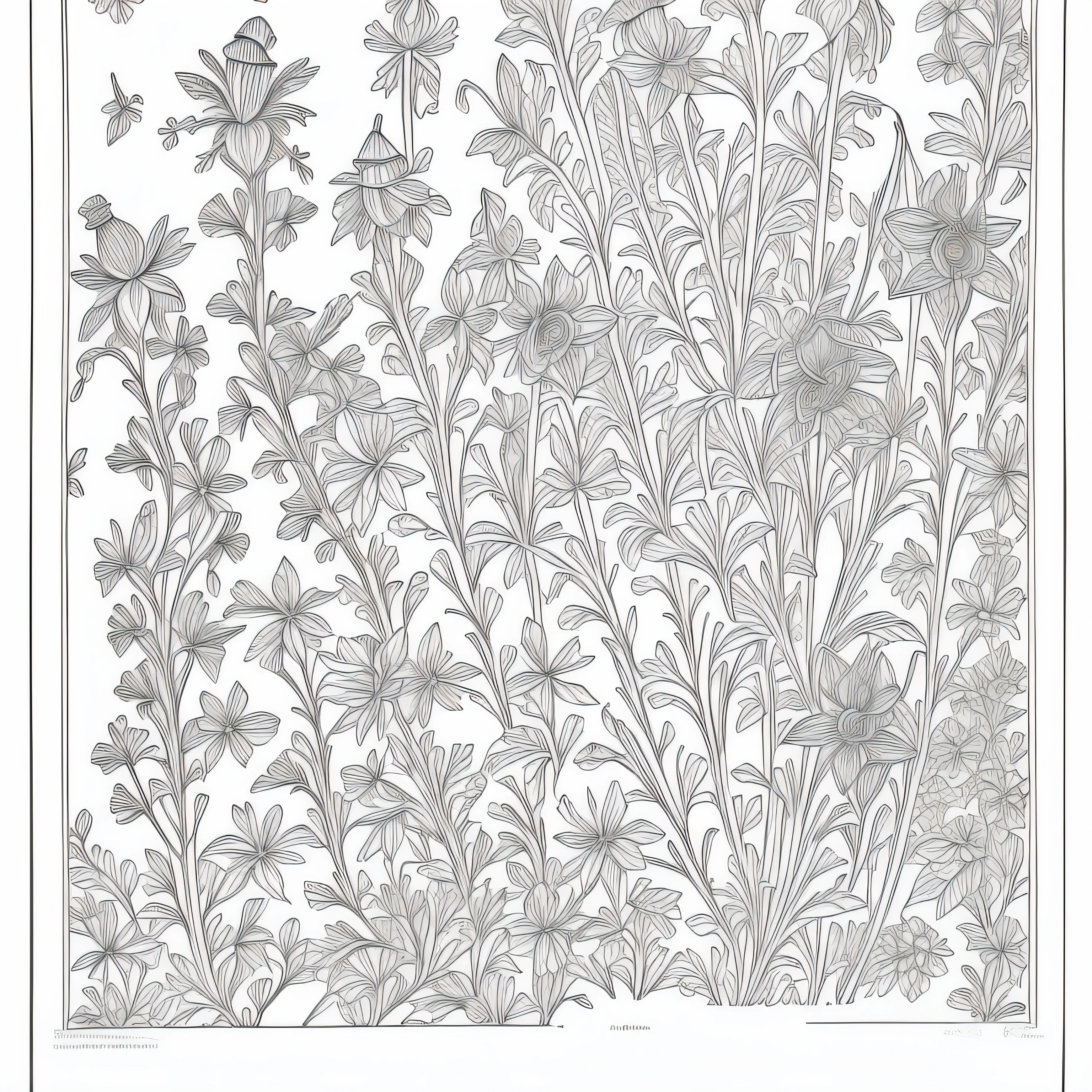 (Monochrome images:1.3)、(Flower Campanula coloring book:1.3)、It features a simple、Draw with outline