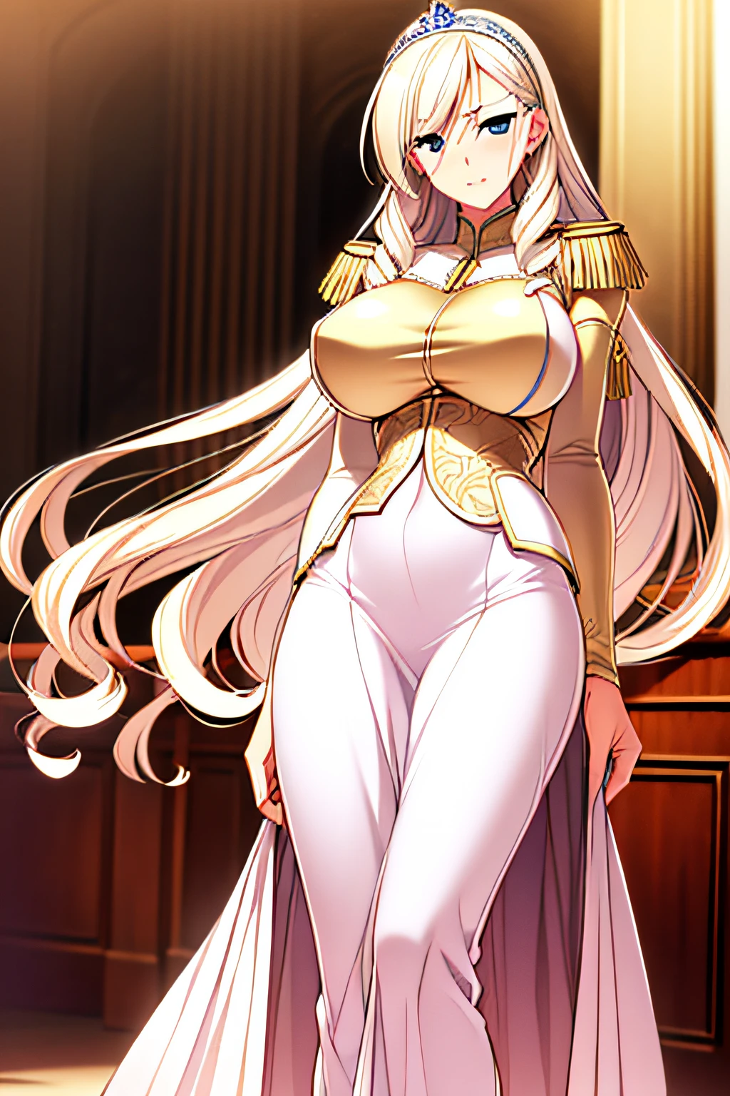 (((Best quality))), ((Ultra-detailed)), ((illustration)), ((Disheveled hair)), ((frilld)), (1 girl),(Solo), Wedding princess dress,