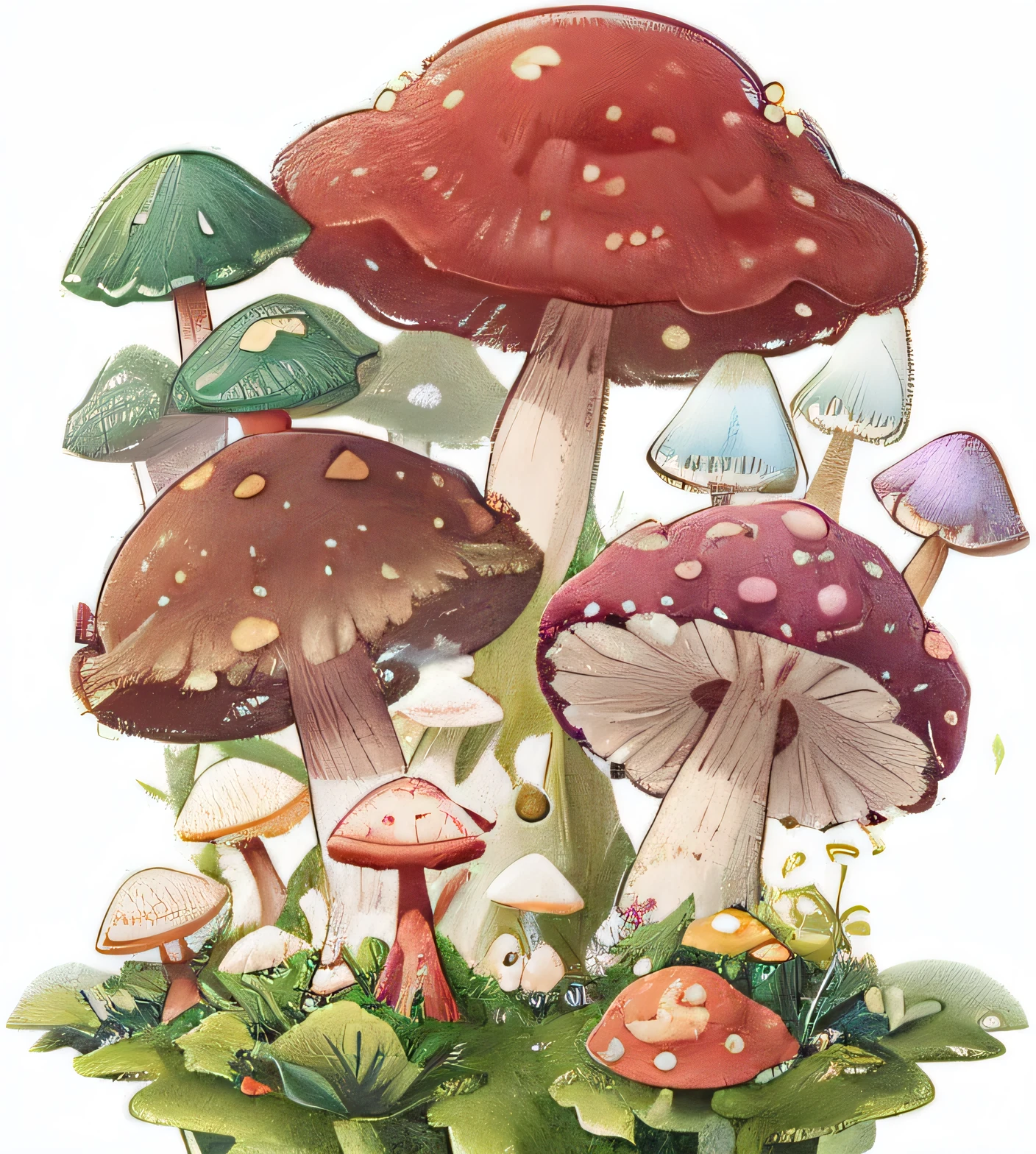 Magical mushrooms grow on dense meadows,They show their psychedelic charm in different shapes and colors。Mushrooms、toadstools、mycologist、mushroom cap,constitutes a mysterious and beautiful mushroom forest。