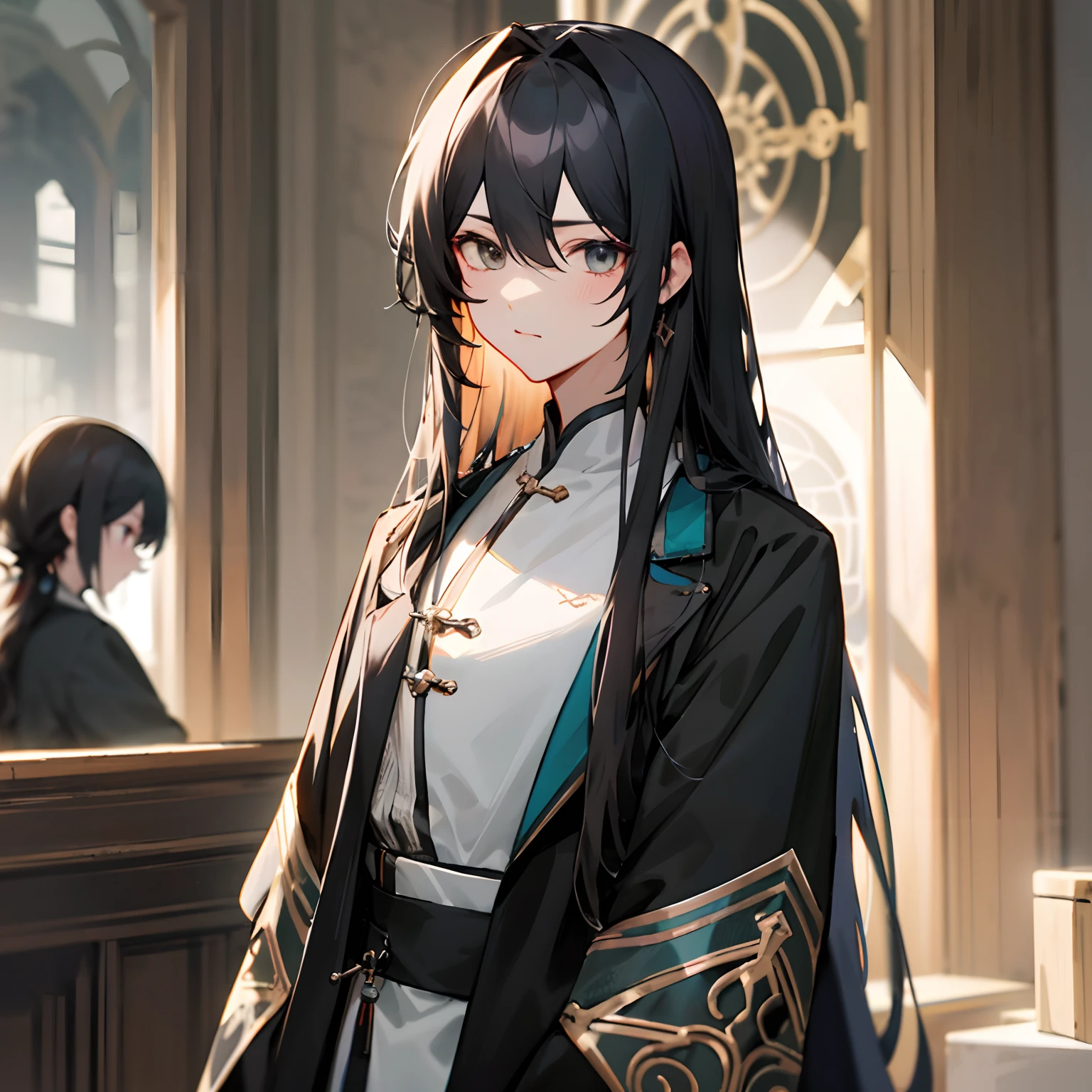 Handsome black long-haired big sister。