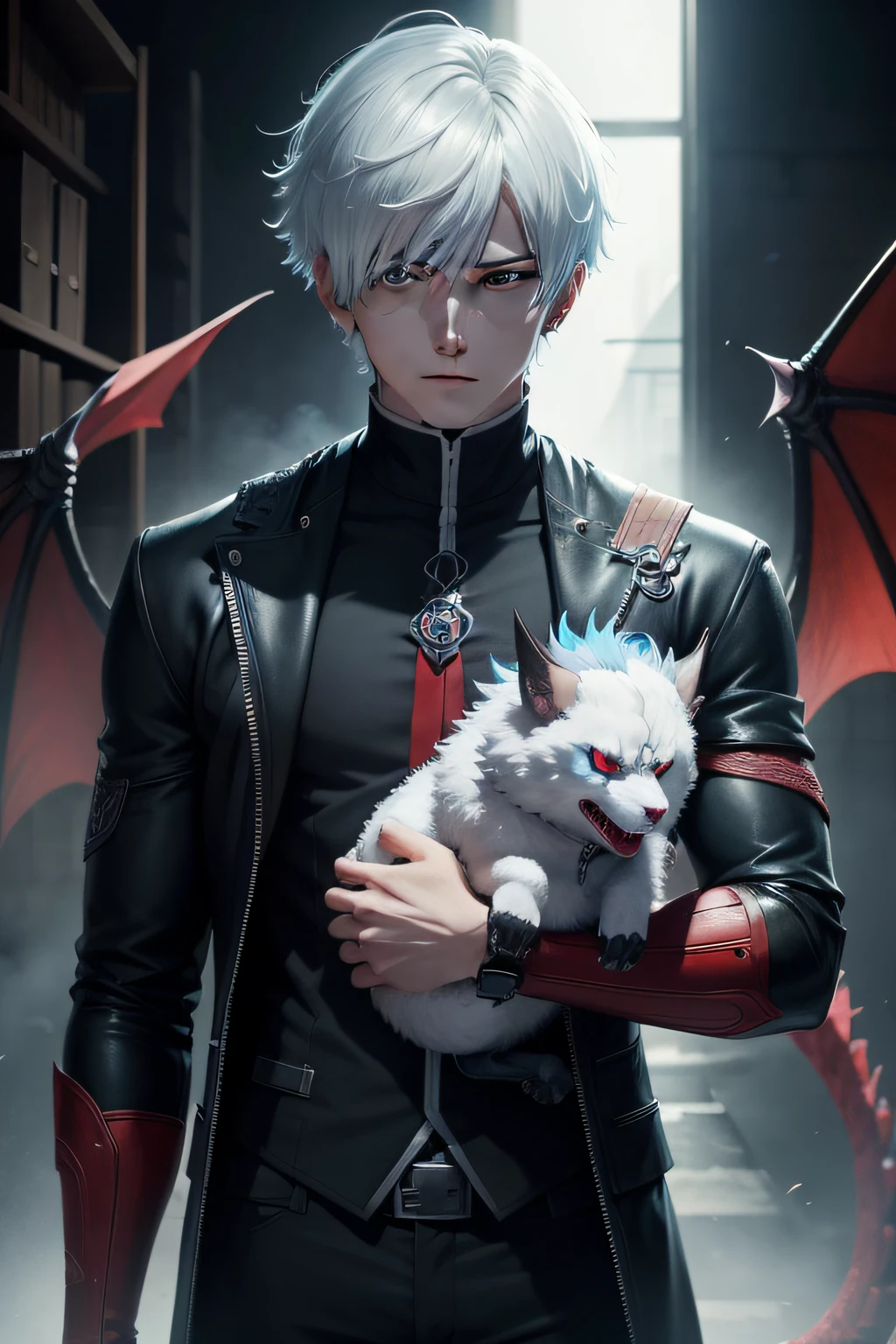 menino anime com cabelos brancos com heterocromia nos olhos, olho direito azul, olho esquerdo cinza, Holding a dragon, handsome japanese demon boy, kaneki ken, badass anime 8 k, estilo anime 4K, Anime Art Wallpaper 8K, divindade de cabelos brancos, arte de anime digital detalhada, Ken Kaneki, fanart detalhado, Anime Art Wallpaper 4K, Anime Art Wallpaper 4K, estilo anime masculino, 4 k manga wallpaper