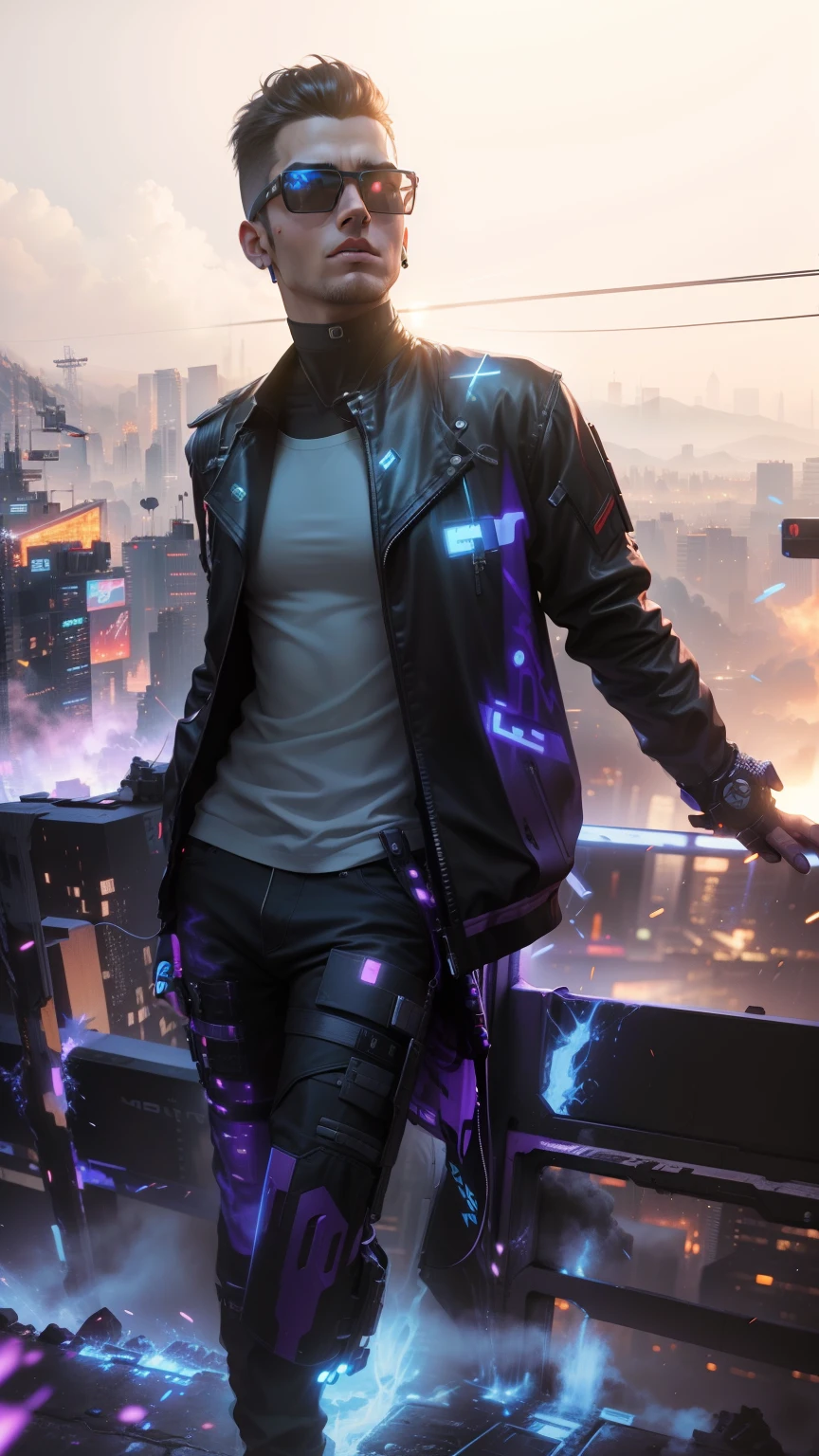 Change background cyberpunk handsome boy realistic 4K full HD