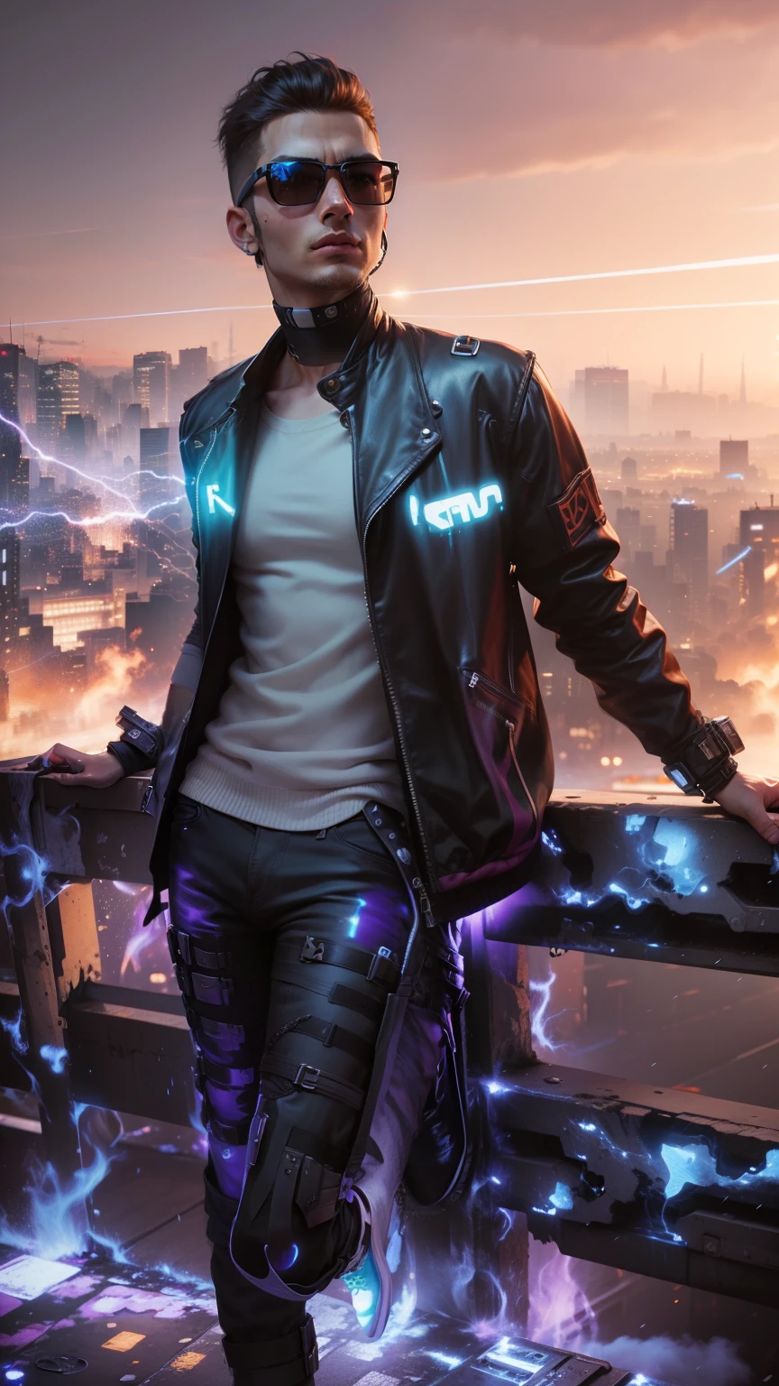 Change background cyberpunk handsome boy realistic 4K full HD