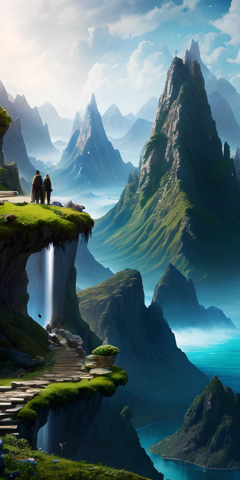 Masterpiece, best quality, high quality, extremely detailed CG unity 8k wallpaper, landscape, outdoor, sky, cloud, sky, no humans, mountain, landscape, water, tree, blue sky, waterfall, cliff, nature, lake, river , cloudy skies, award winning photography, bokeh, depth of field, HDR, bloom, chromatic aberration, photorealism, very detailed, trending on artstation, trending on CGsociety, intricate, high detail, dramatic, midjourney art