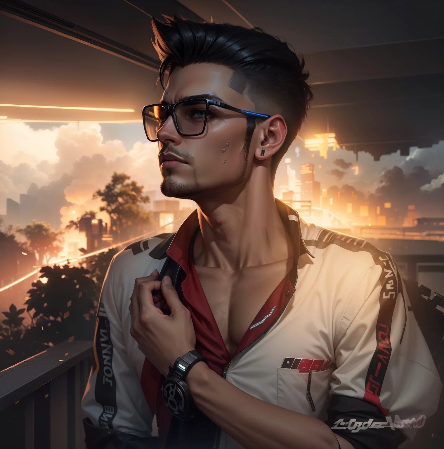Change background cyberpunk handsome boy realistic full HD