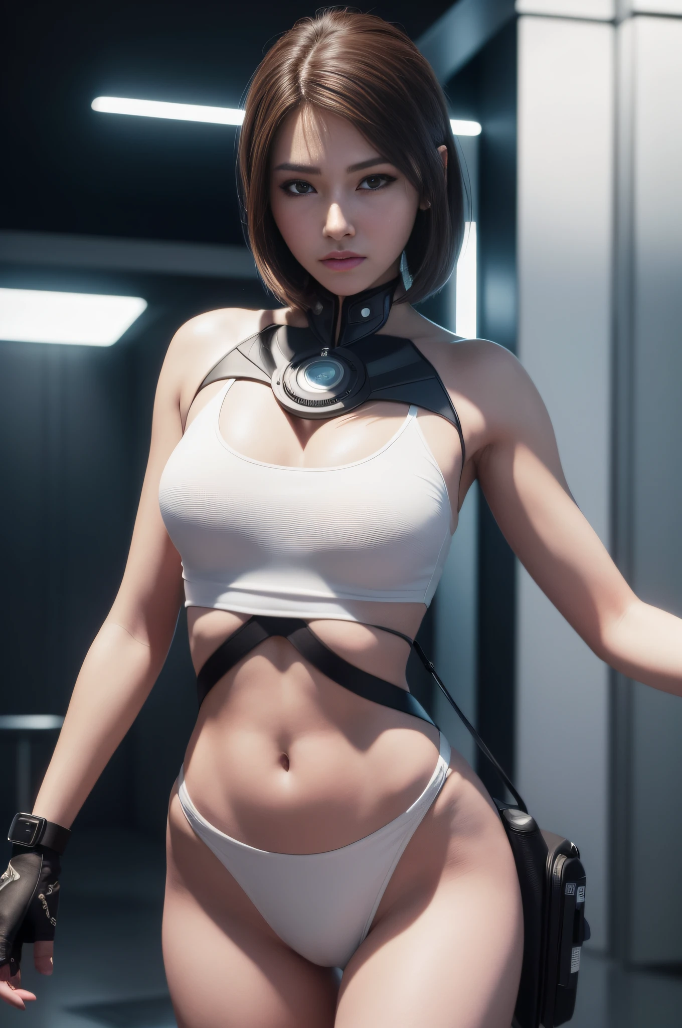 ((Best quality)), ((masterpiece)), (detailed:1.4), 3D, an image of a beautiful cyberpunk female,HDR (High Dynamic Range),Ray Tracing,NVIDIA RTX,Super-Resolution,Unreal 5,Subsurface scattering,PBR Texturing,Post-processing,Anisotropic Filtering,Depth-of-field,Maximum clarity and sharpness,Multi-layered textures,Albedo and Specular maps,Surface shading,Accurate simulation of light-material interaction,Perfect proportions,Octane Render,Two-tone lighting,Wide aperture,Low ISO,White balance,Rule of thirds,8K RAW,