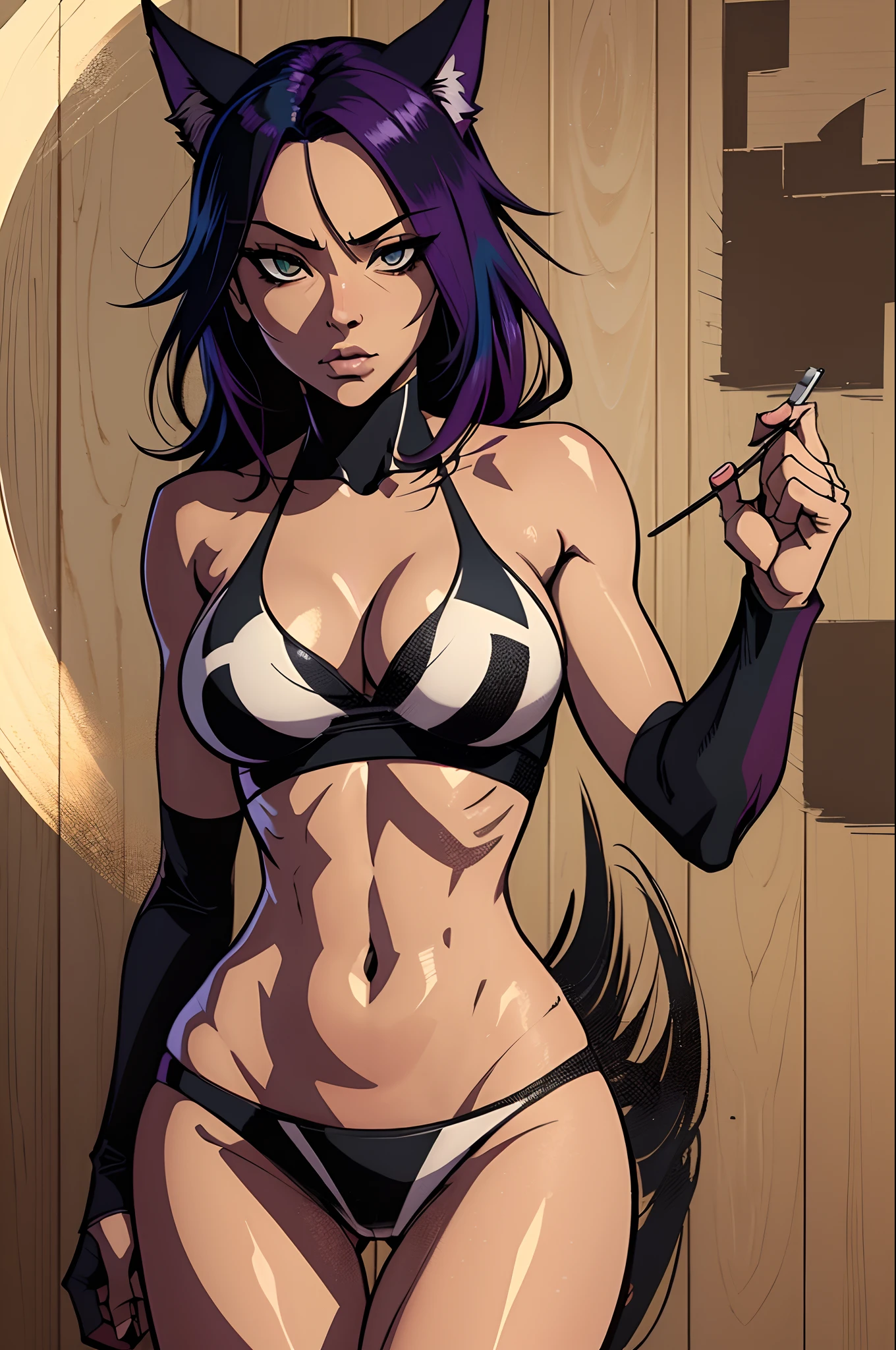 shihouin yoruichi, bleach, (full body shot:1.4), (doggystyle:1.4), masterpiece, absurdes, extremely detailed face and eyes, beautiful shadow and lighting, 8K, Japanese room background