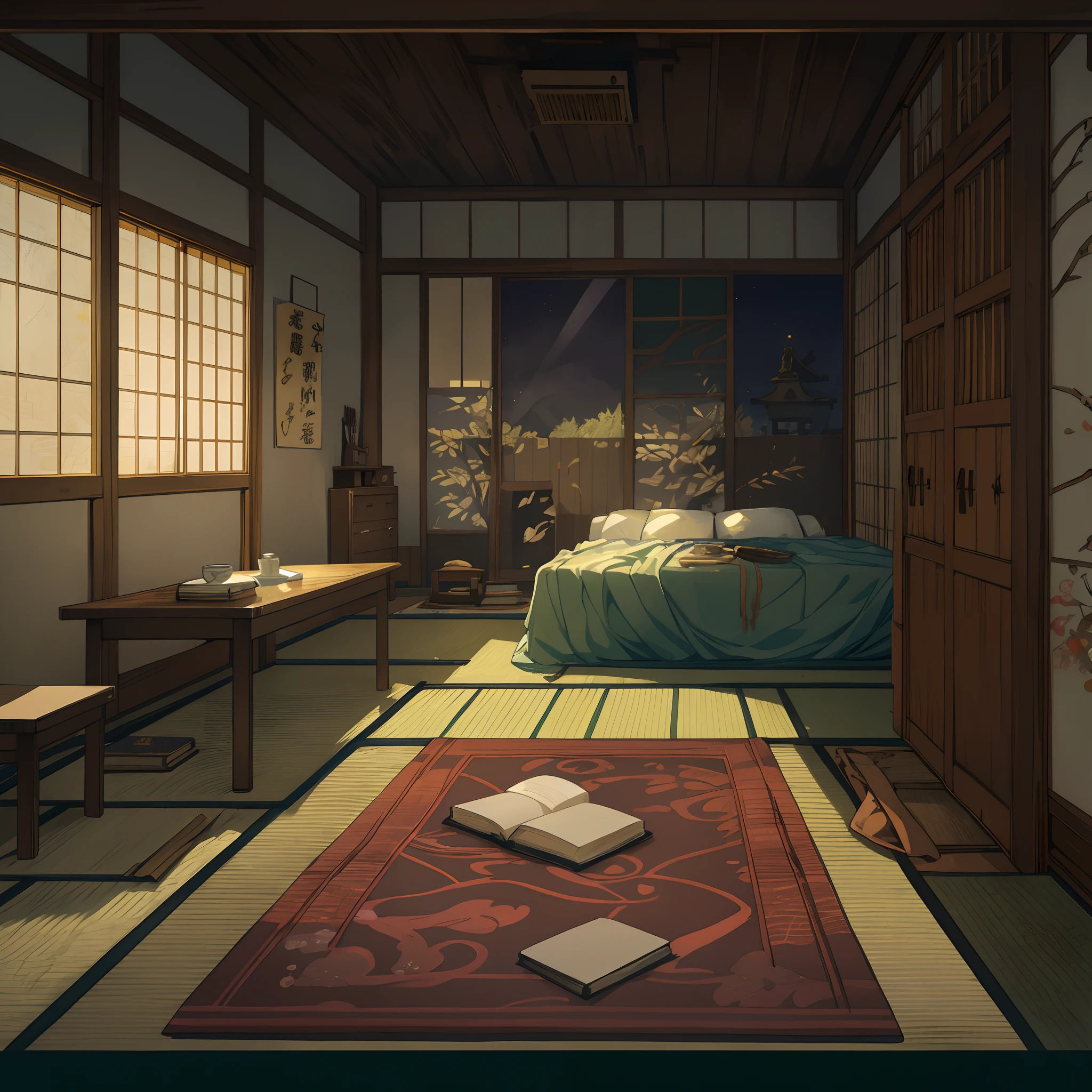 top quality, best quality, High-quality illustrations, masterpiece, super high resolution, detailed background, The deep silence of the night, the spacious hall of a weathered Japanese house, the darkness, the faintly lit old kotatsu, peeling wallpaper, deteriorated furniture, windows, swaying curtains, moonlight, eerie light and shadows, worn-out carpet, rusted clock, ancient books, aged shoji screens, footprints on the floor, the enigmatic presence, 6+boys, 6+girls, absurdres(highly detailed beautiful face and eyes)perfect anatomy, expression, good lighting, cinematic shadow(kemono, furry anthro)assorted poses, dynamic angle,