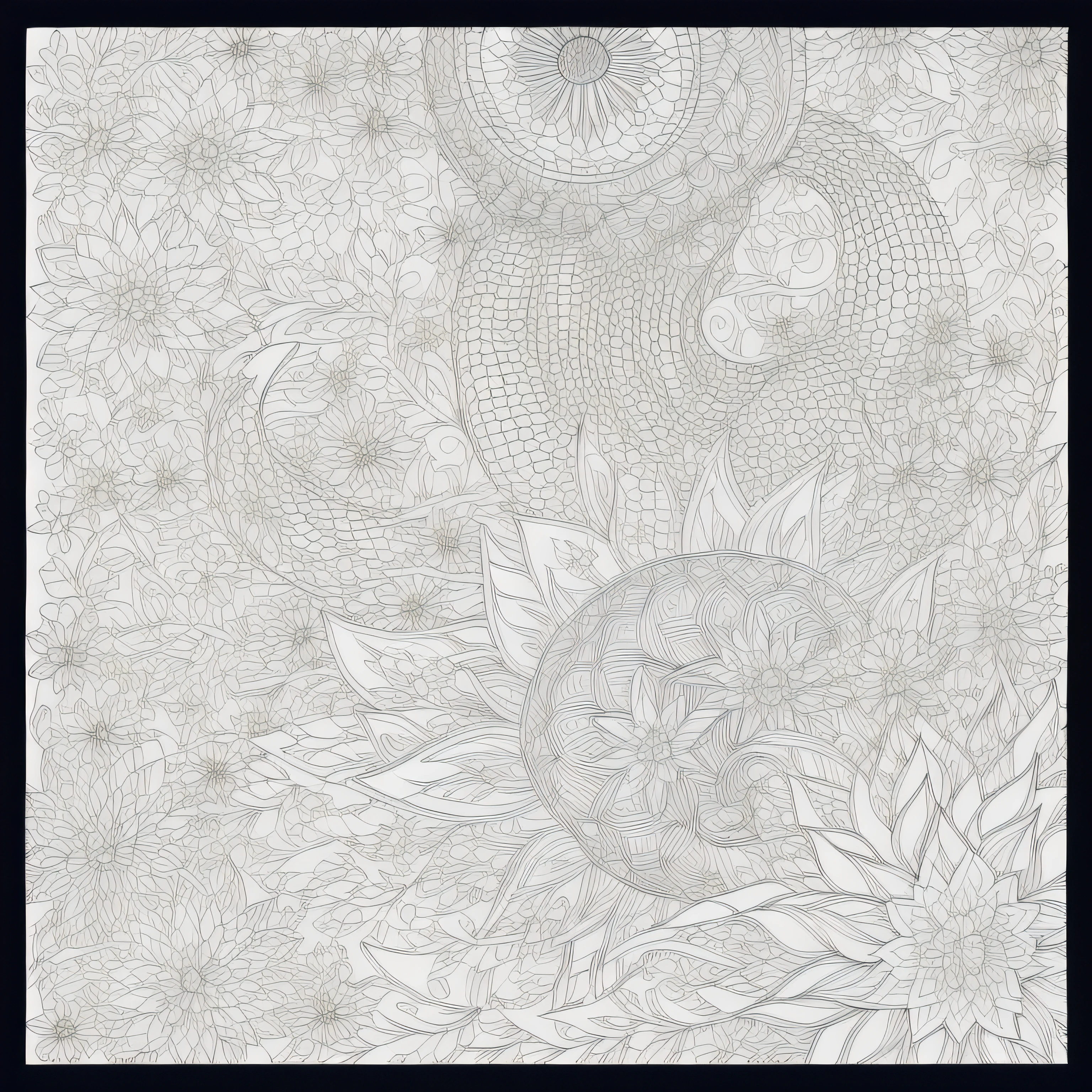(Monochrome images:1.3)、(Fujibakama Coloring Book:1.3)、It features a simple、Draw with outline