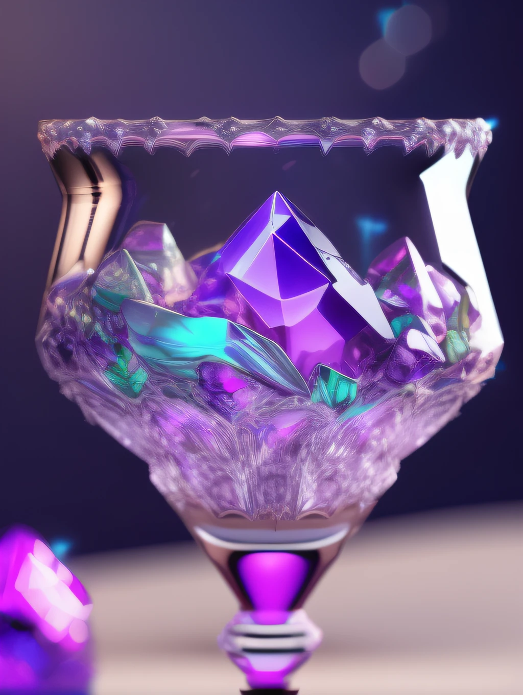 crystal glass potion with cyan liquid on dark background, item in brawl stars style