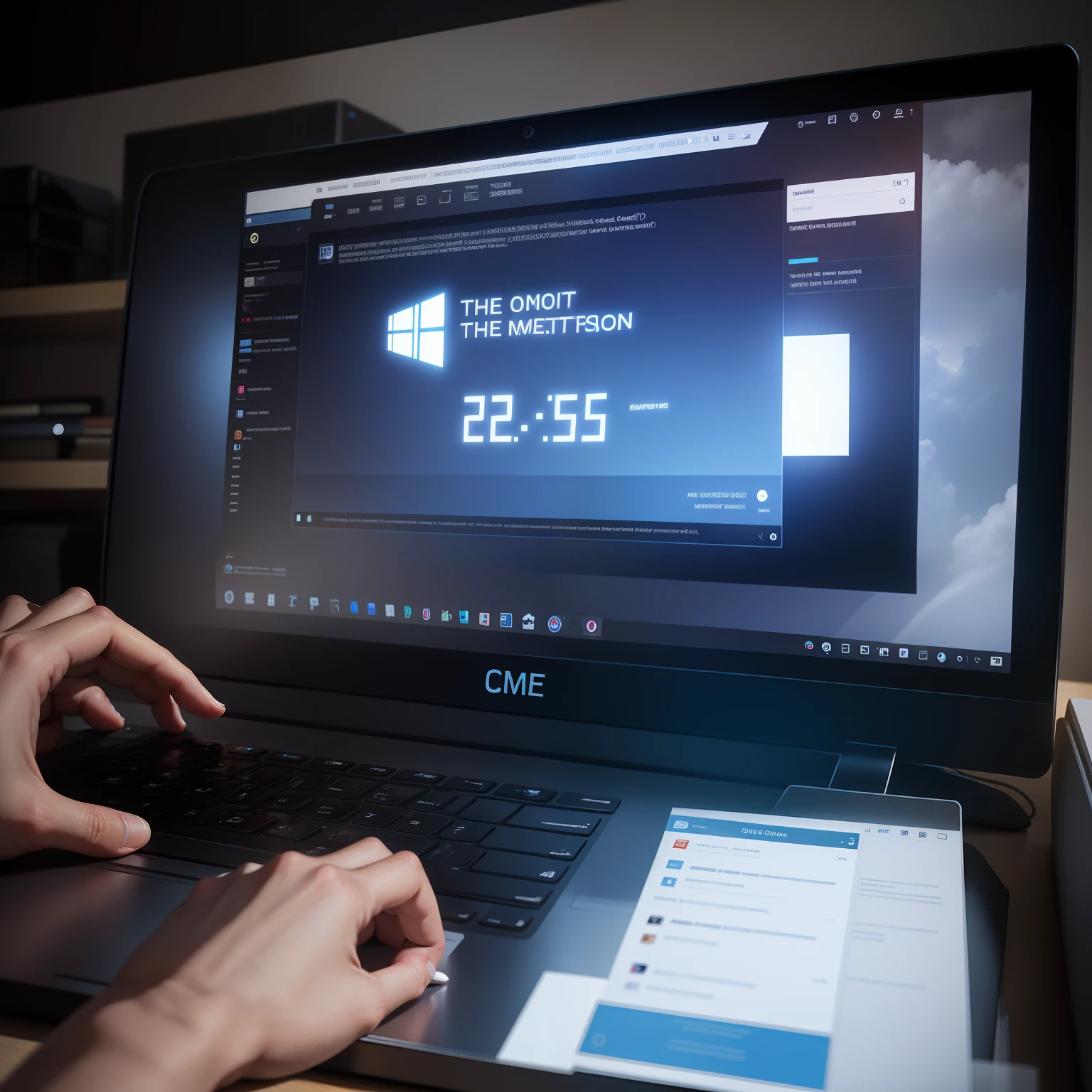 "The time displayed on the computer screen."