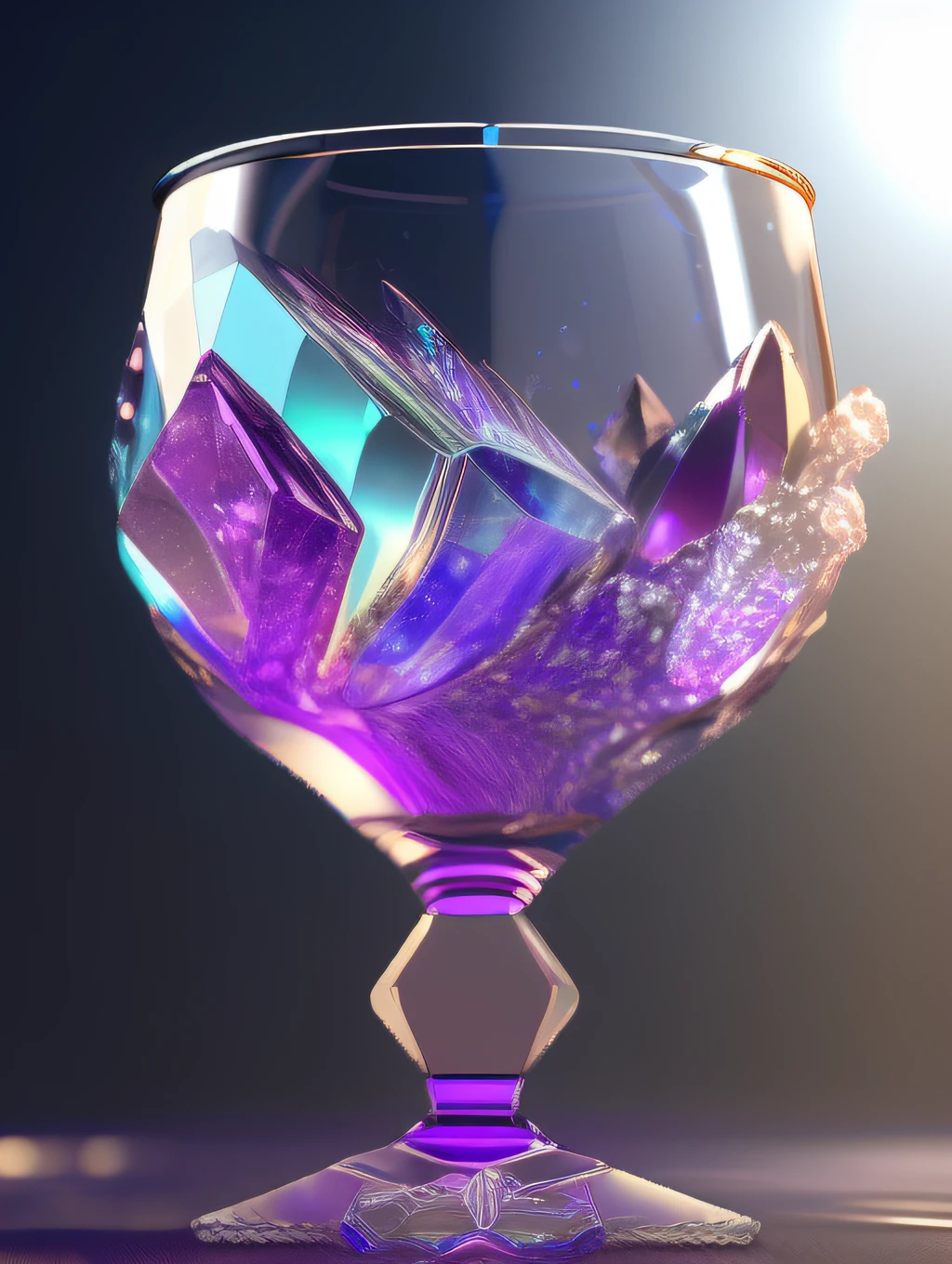 crystal glass potion with cyan liquid on dark background, item in brawl stars style