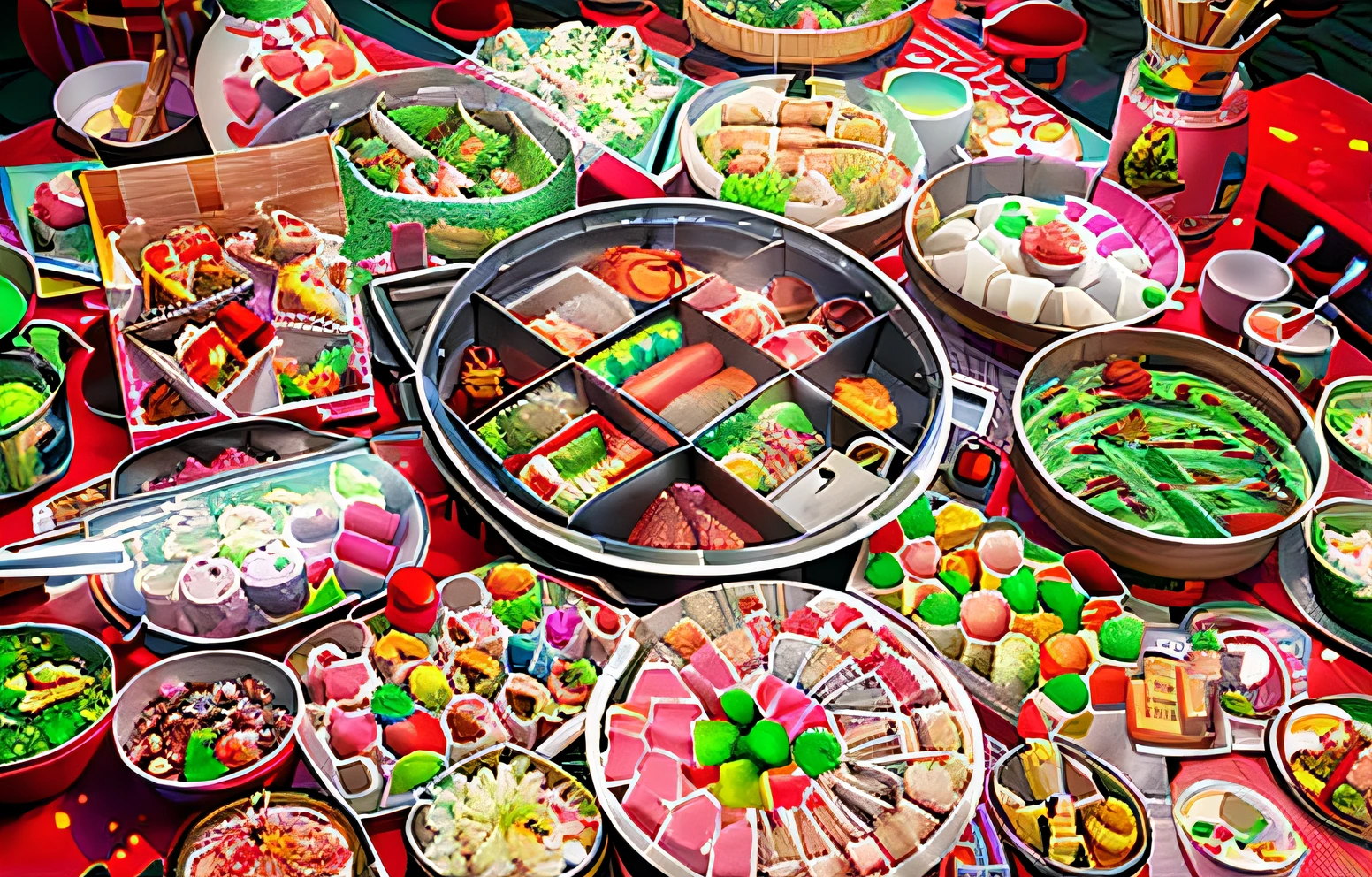 hot pot,ultraclear,best qualtiy,Illustration style,3D comic style,vibrant with colors