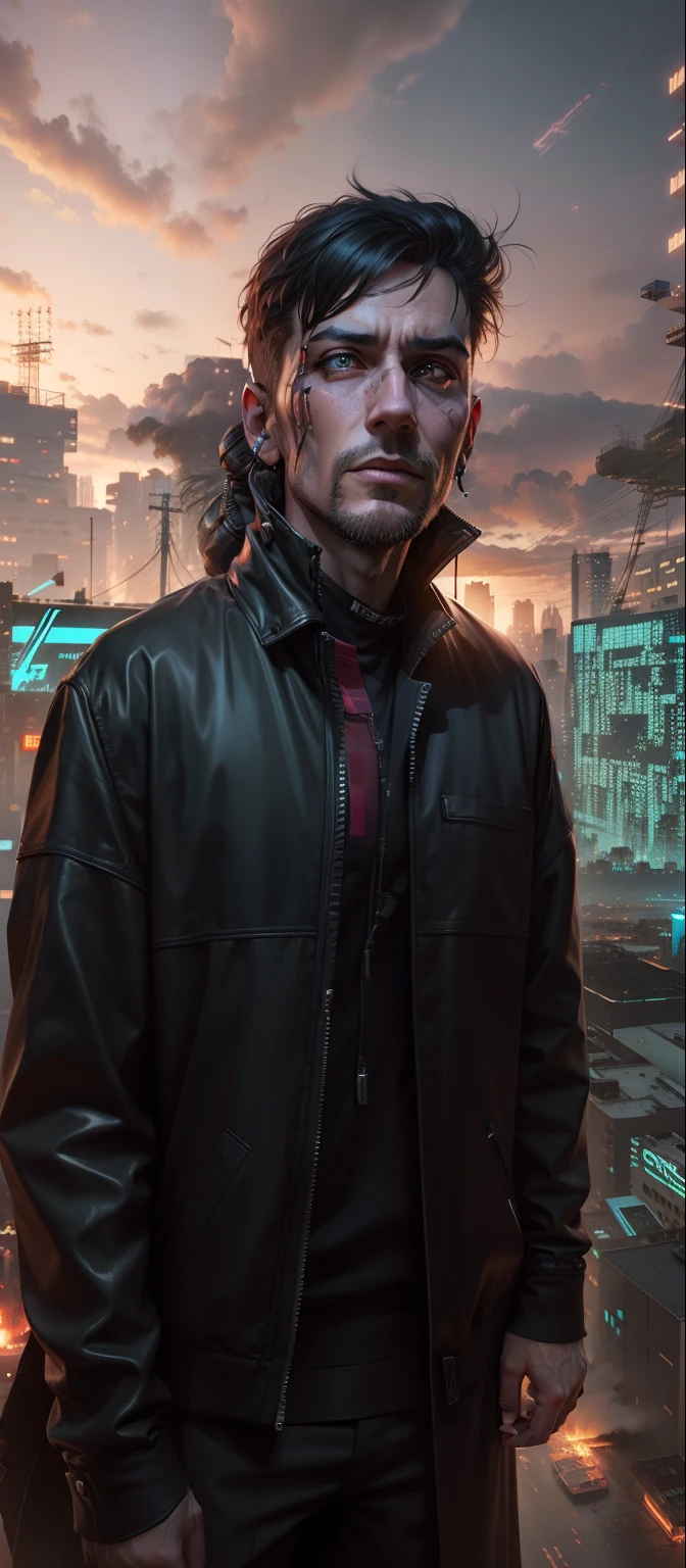 Change background cyberpunk realistic face