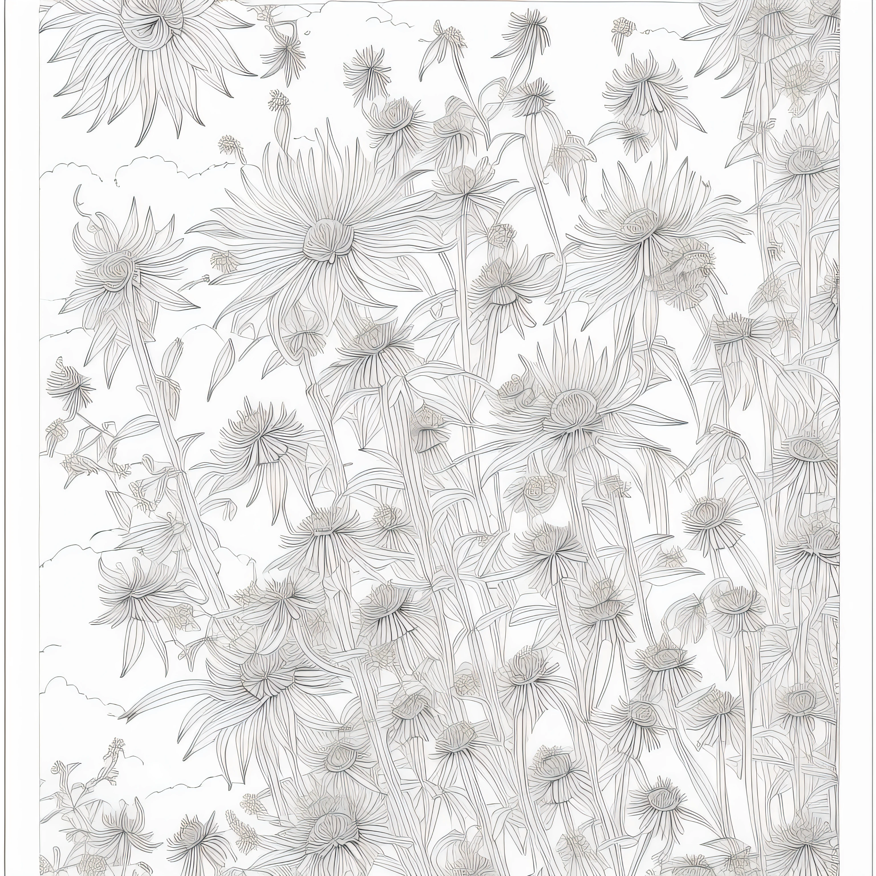 (Monochrome images:1.3)、(Monarda coloring book:1.3)、It features a simple、Draw with outline